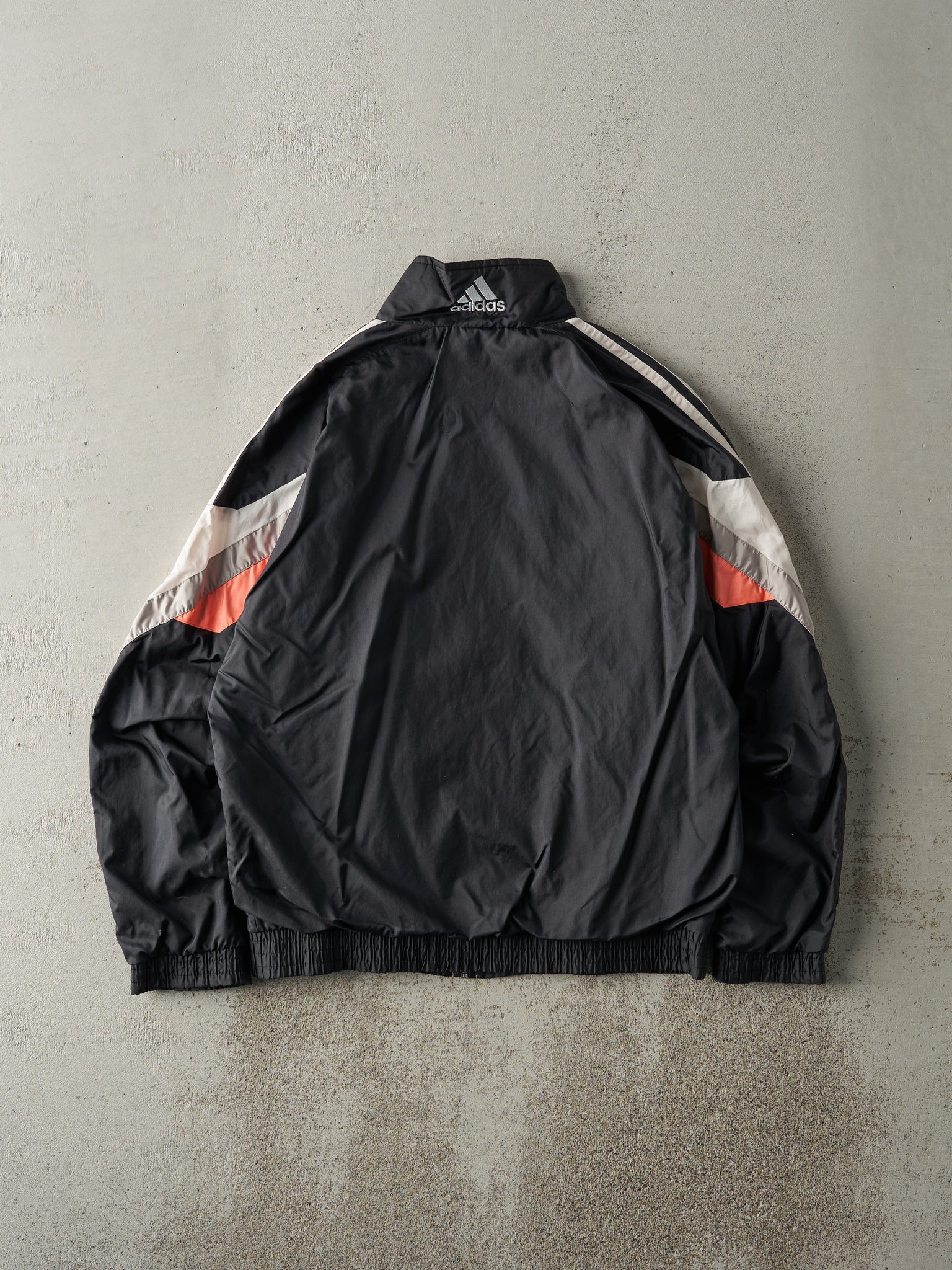 Vintage 90s Black, Grey, White & Orange Adidas Windbreaker Jacket (M)