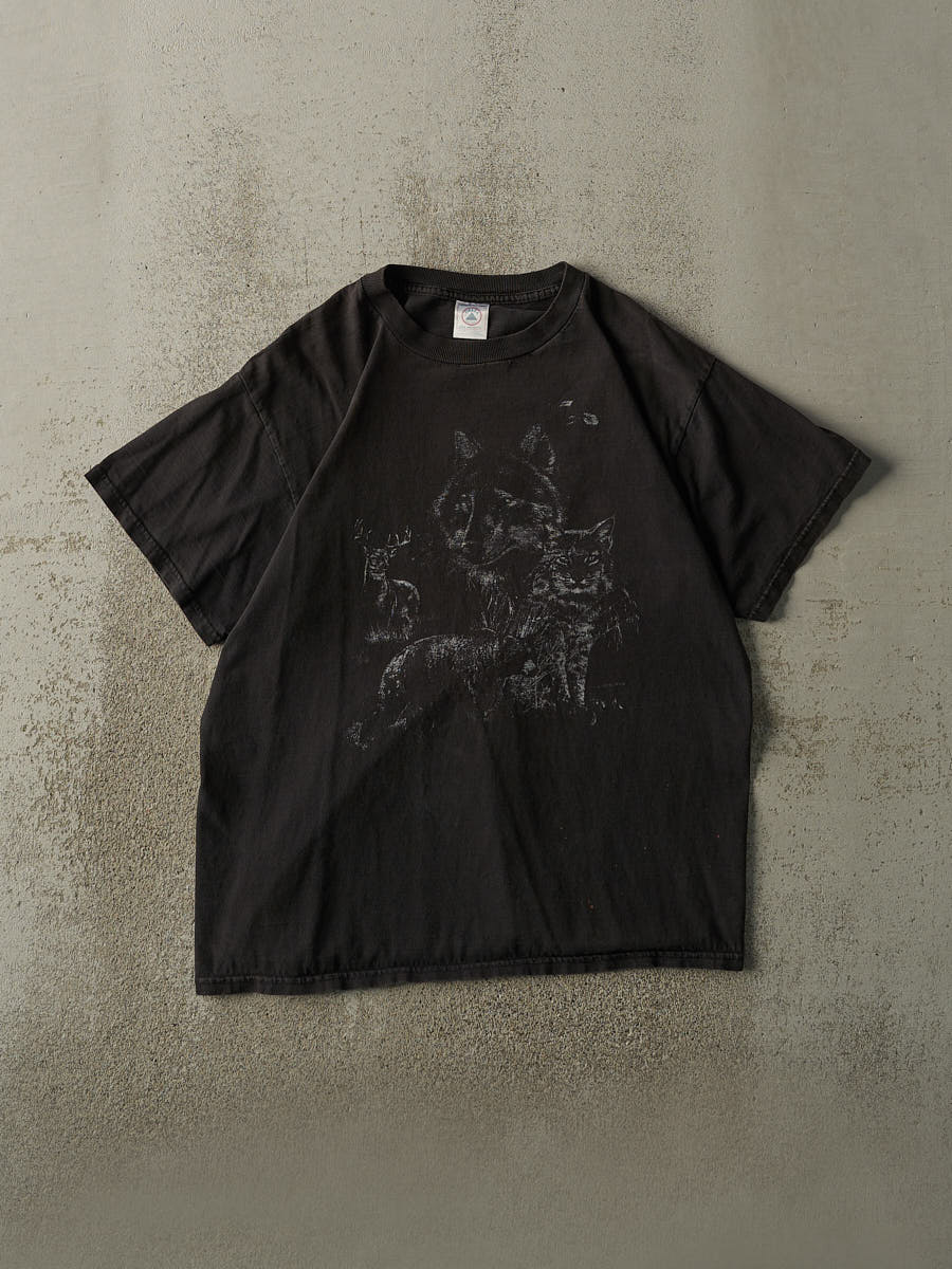 Vintage 90s Faded Black Animal Tee (L)