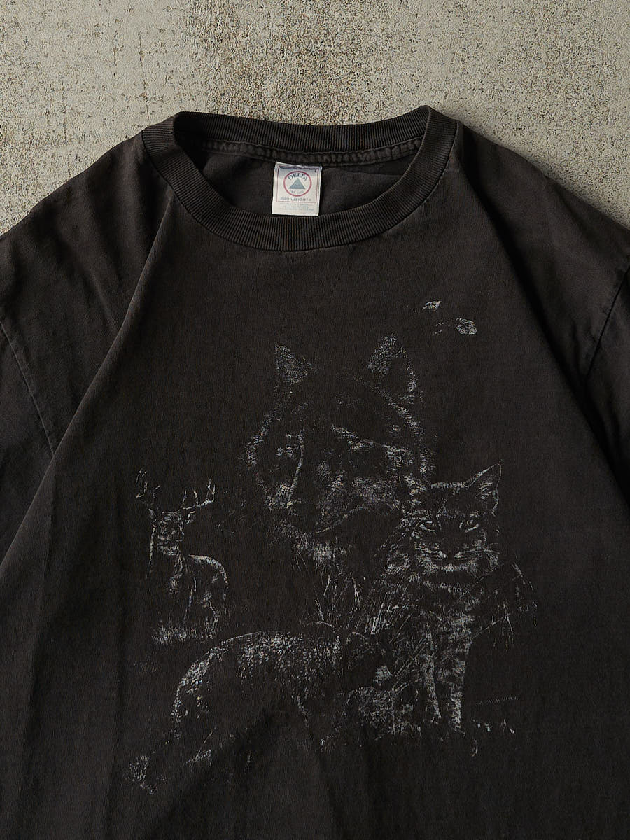 Vintage 90s Faded Black Animal Tee (L)