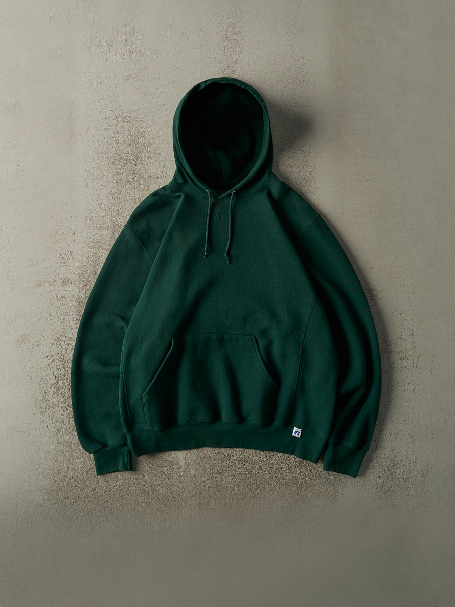 Vintage Y2K Green Russell Athletic Blank Hoodie (L/XL)