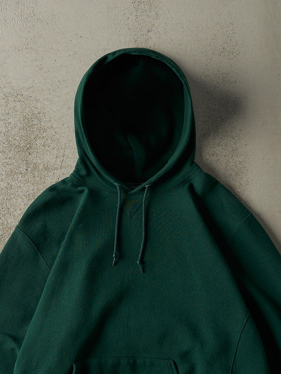 Vintage Y2K Green Russell Athletic Blank Hoodie (L/XL)