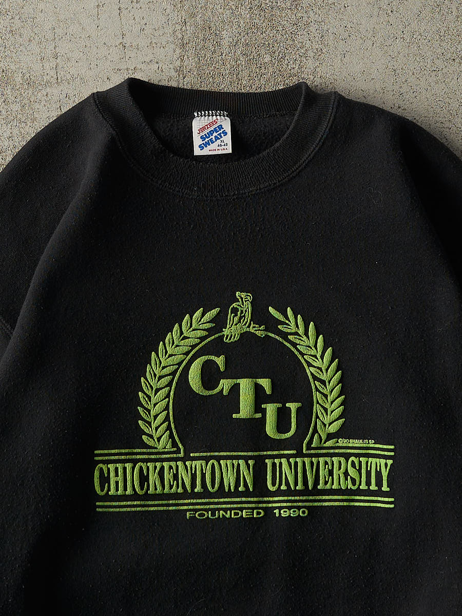 Vintage 90' Black Chickentown University Crewneck (L)