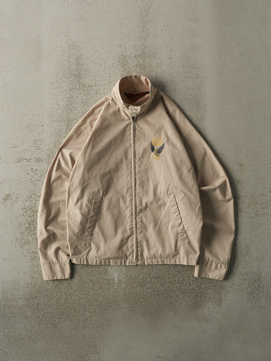 Vintage 80s Beige Embroidered Harrington Jacket (S/M)
