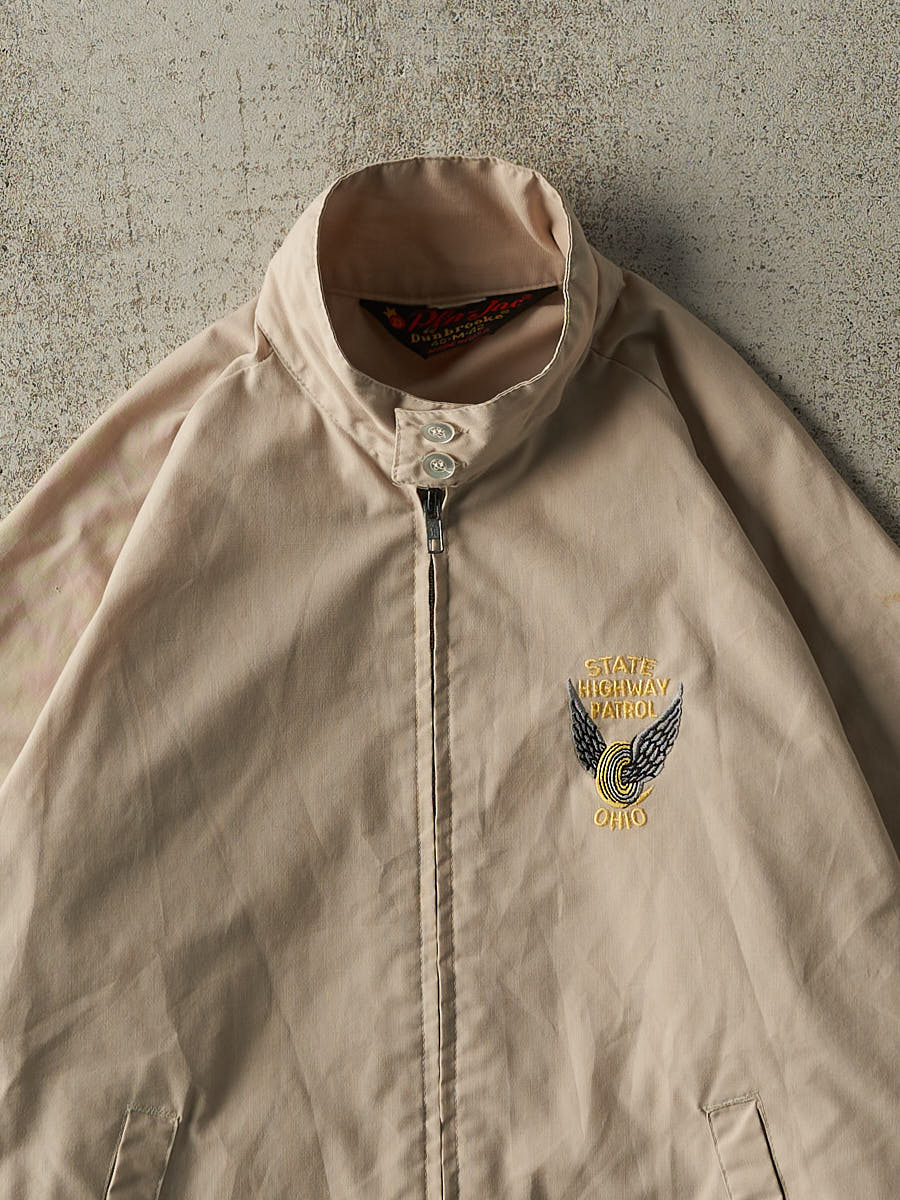 Vintage 80s Beige Embroidered Harrington Jacket (S/M)