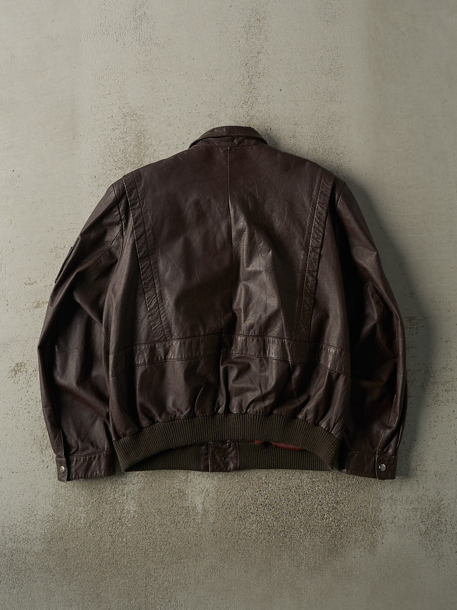 Vintage 90s Brown Fur Lined Leather Jacket (L)