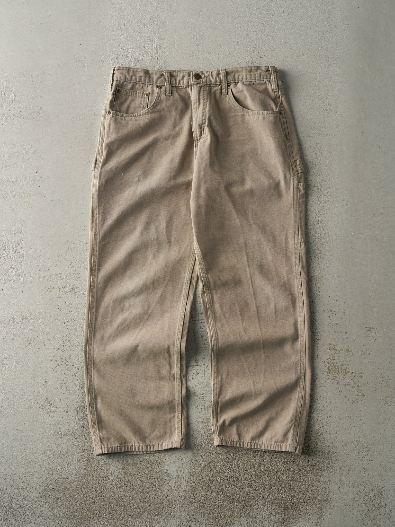 Vintage Y2K Beige Loose Fit Carhartt Lightweight Carpenter Pants (33x29)