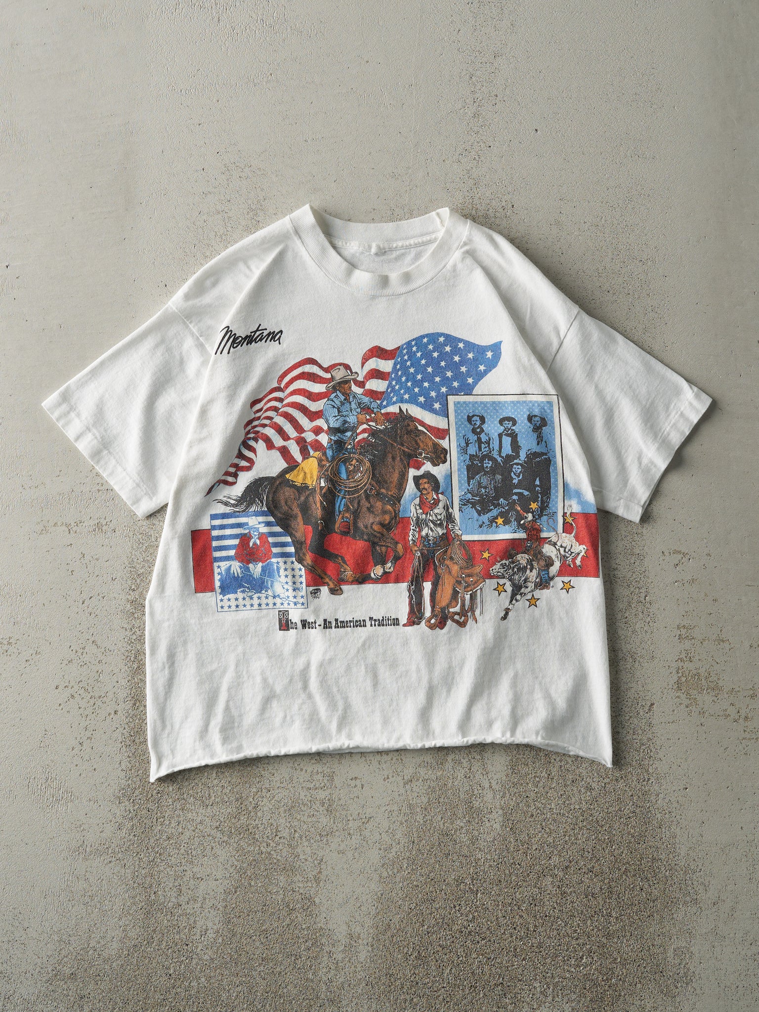 Vintage 95' White Montana Cropped Single Stitch Tee (S)