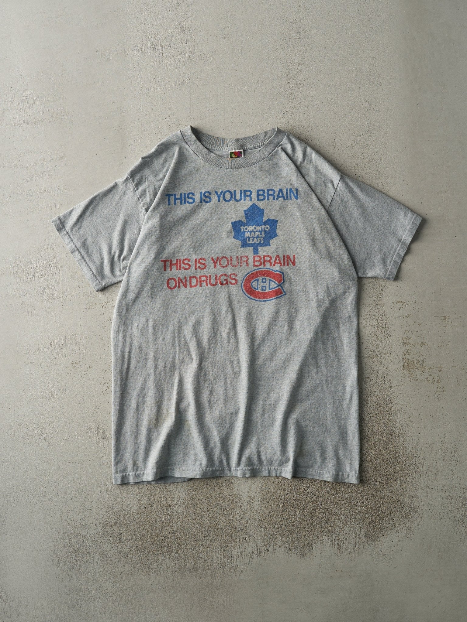 Vintage Y2K Grey Toronto Maple Leafs x Montreal Canadians Long Tee (L)