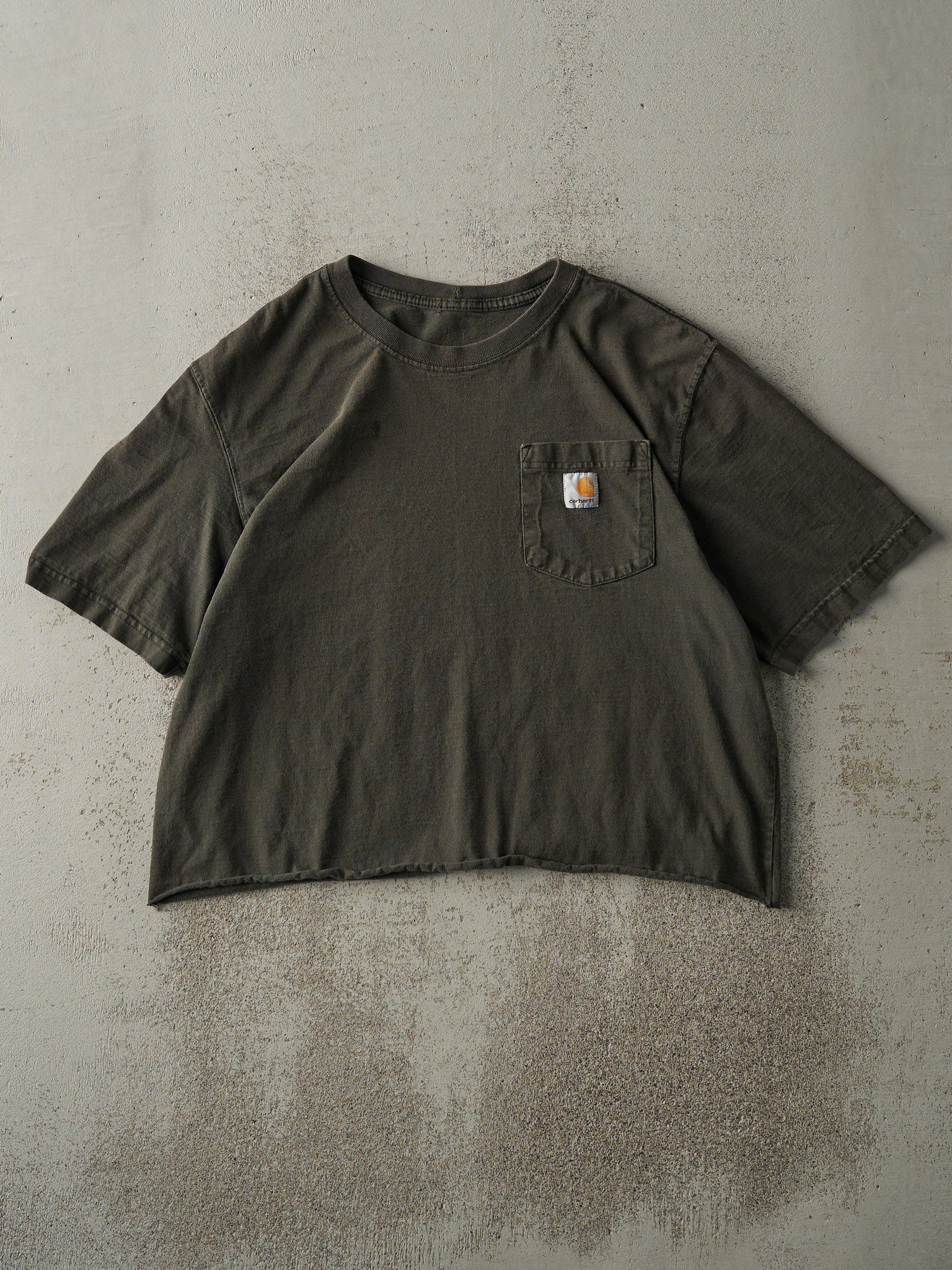 Vintage Y2K Dark Green Carhartt Cropped Pocket Tee (S/M)