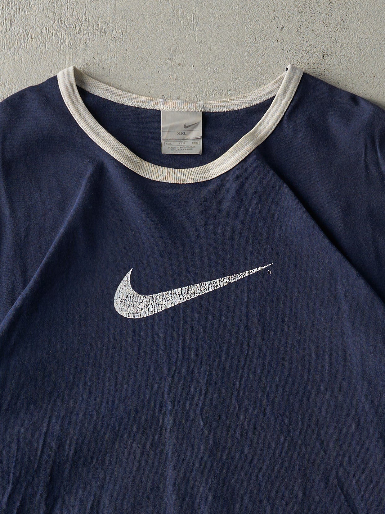 Vintage Y2K Navy Blue Nike Ringer Tee (XL)