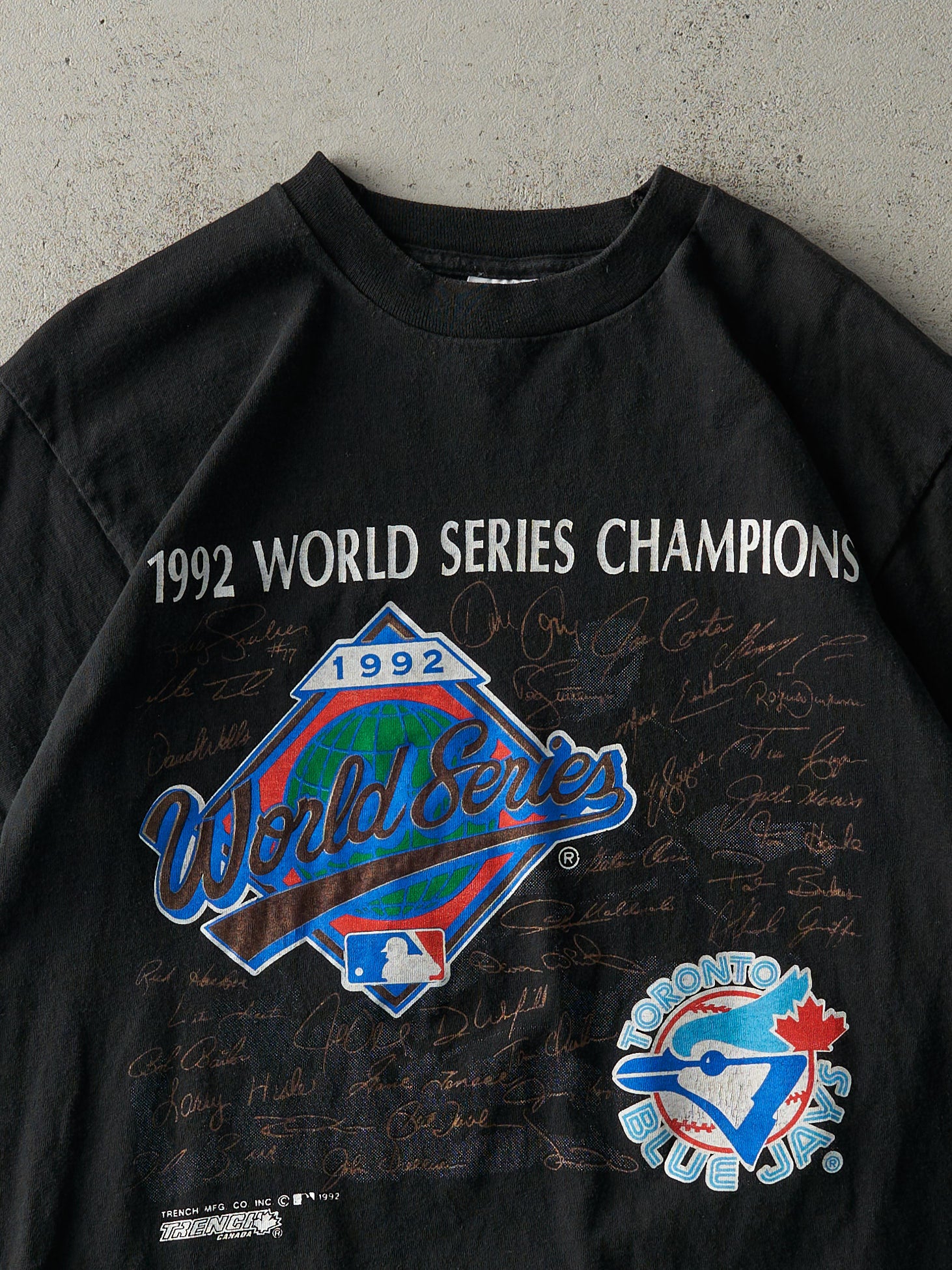 Vintage 92' Black Toronto Blue Jays World Series Champions Single Stitch Tee (M/L)