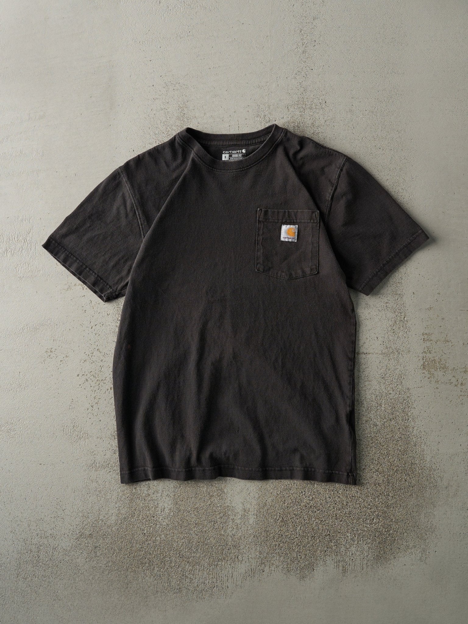 Vintage Y2K Faded Black Loose Fit Carhartt Pocket Tee (S/M)