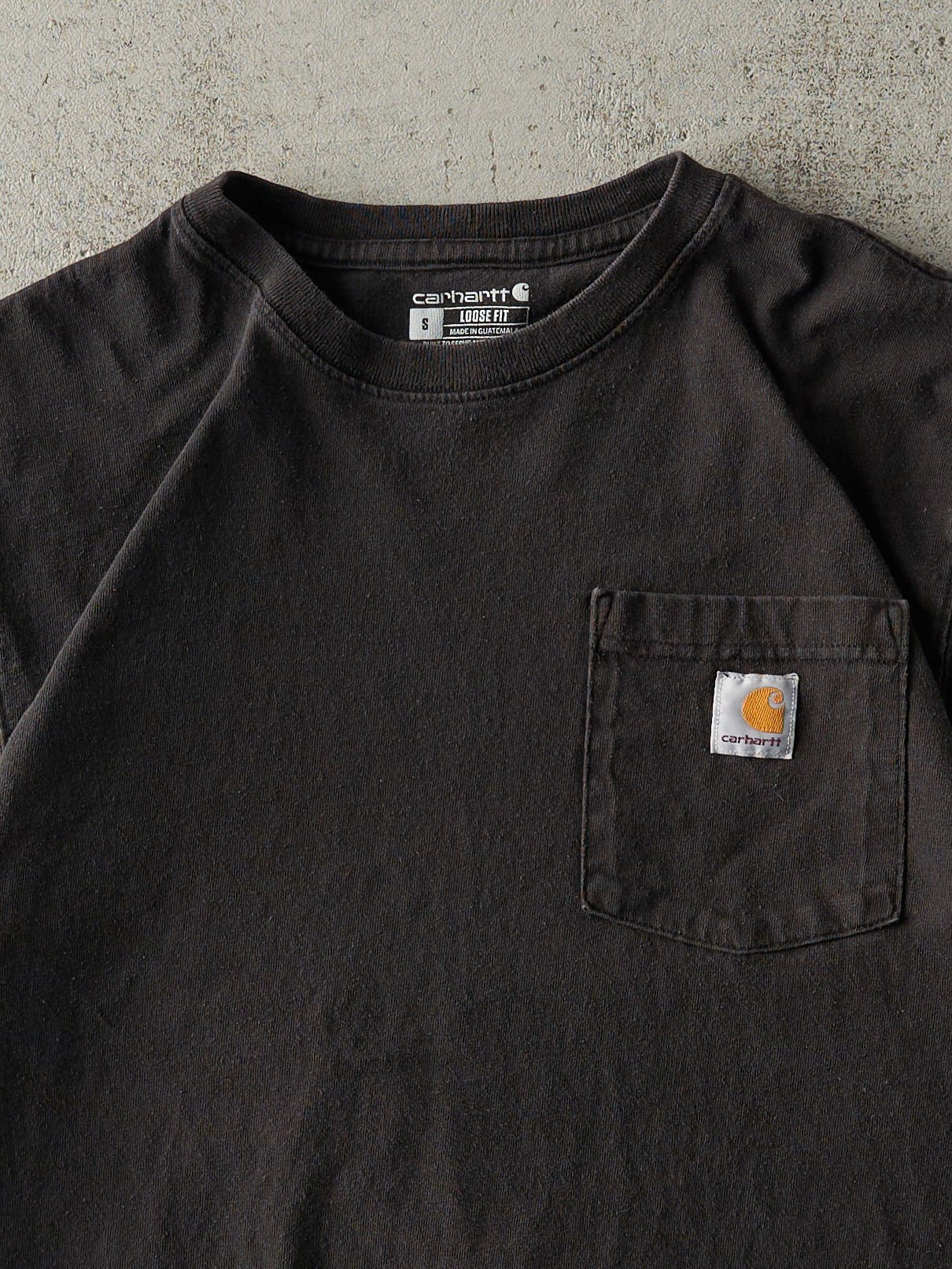 Vintage Y2K Faded Black Loose Fit Carhartt Pocket Tee (S/M)