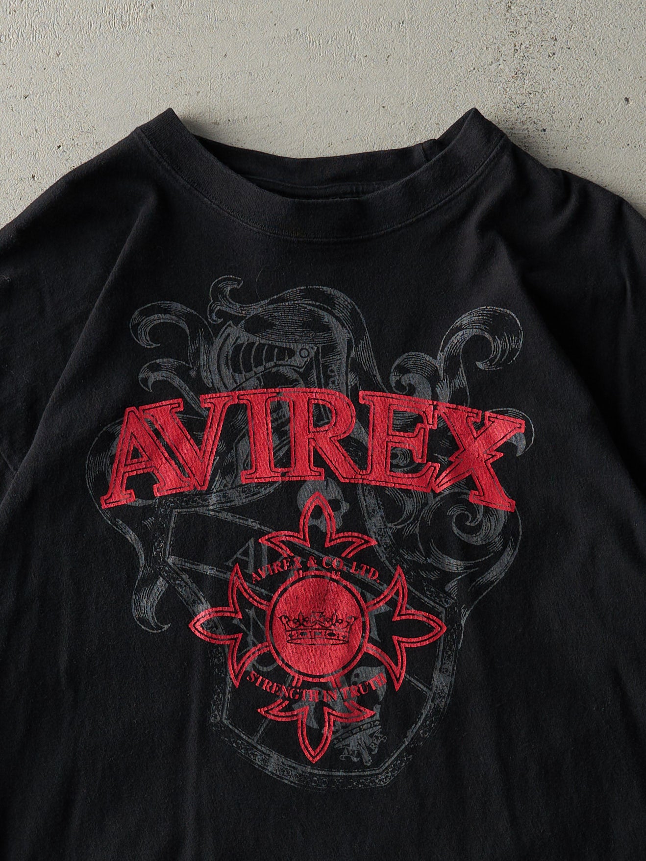 Vintage Y2K Black Avirex Logo Tee (M/L)