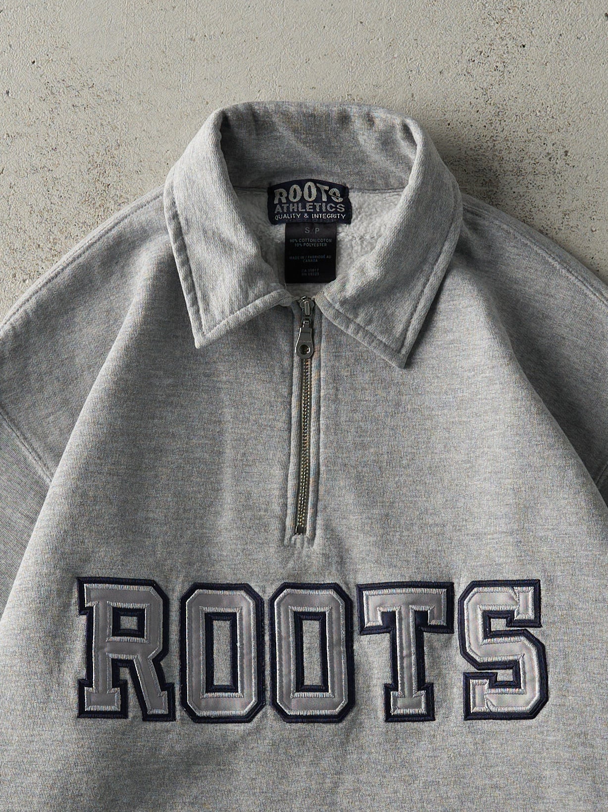 Vintage Y2K Grey Roots Athletics Quarter Zip Sweater (S/M)