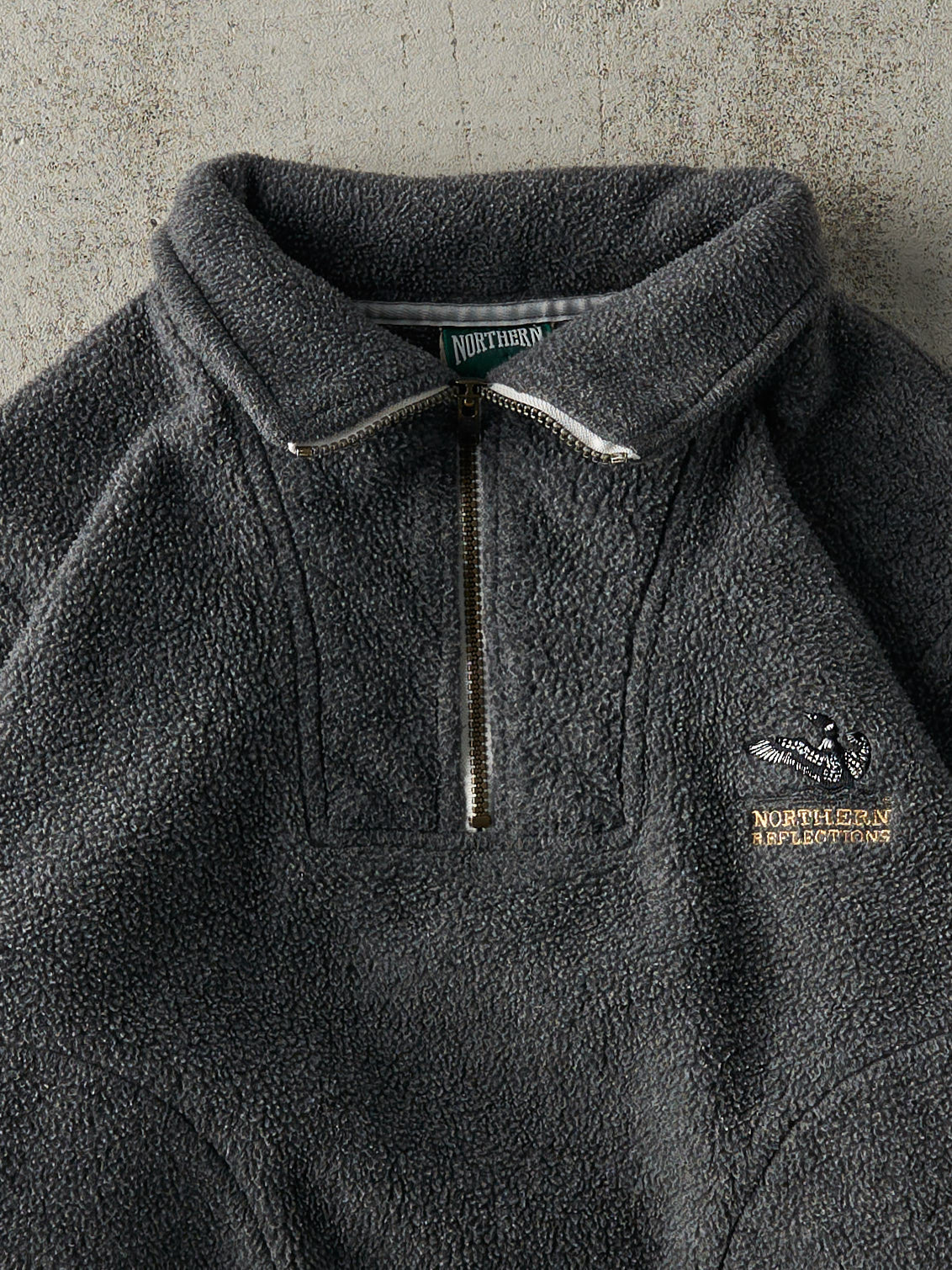 Vintage 90s Charcoal Grey Fleece Quarter Zip Sweater (S/M)