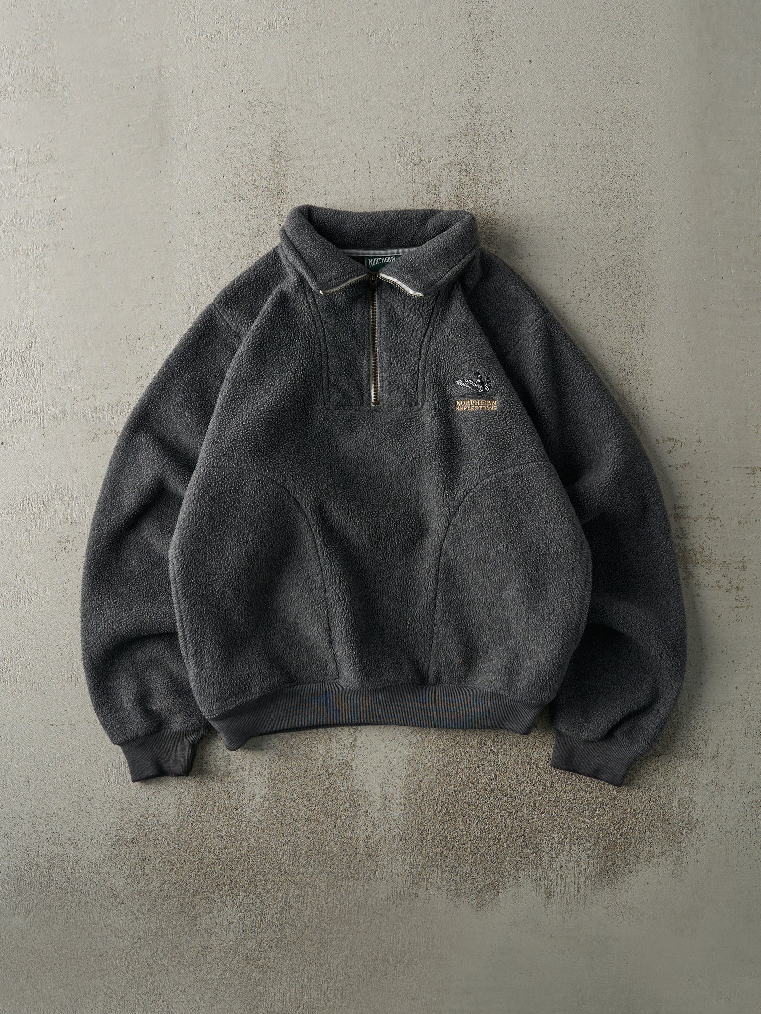 Vintage 90s Charcoal Grey Fleece Quarter Zip Sweater (S/M)