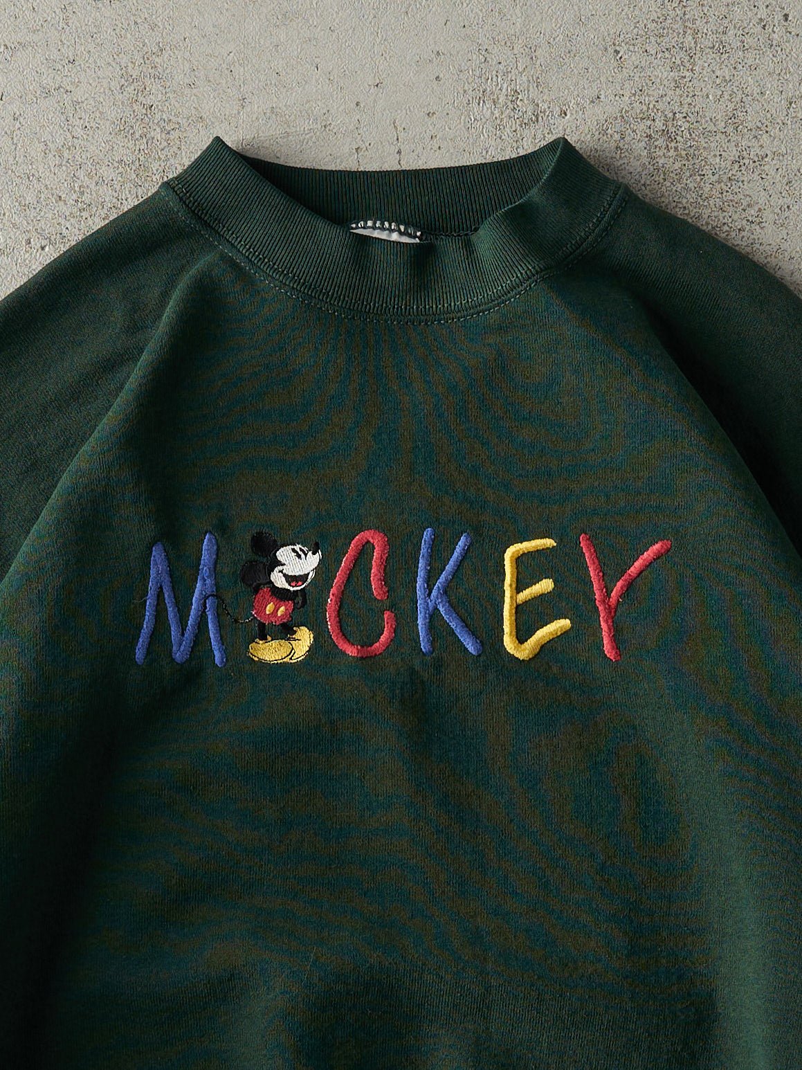 Vintage 90s Forest Green Embroidered Mickey Boxy Crewneck (M)