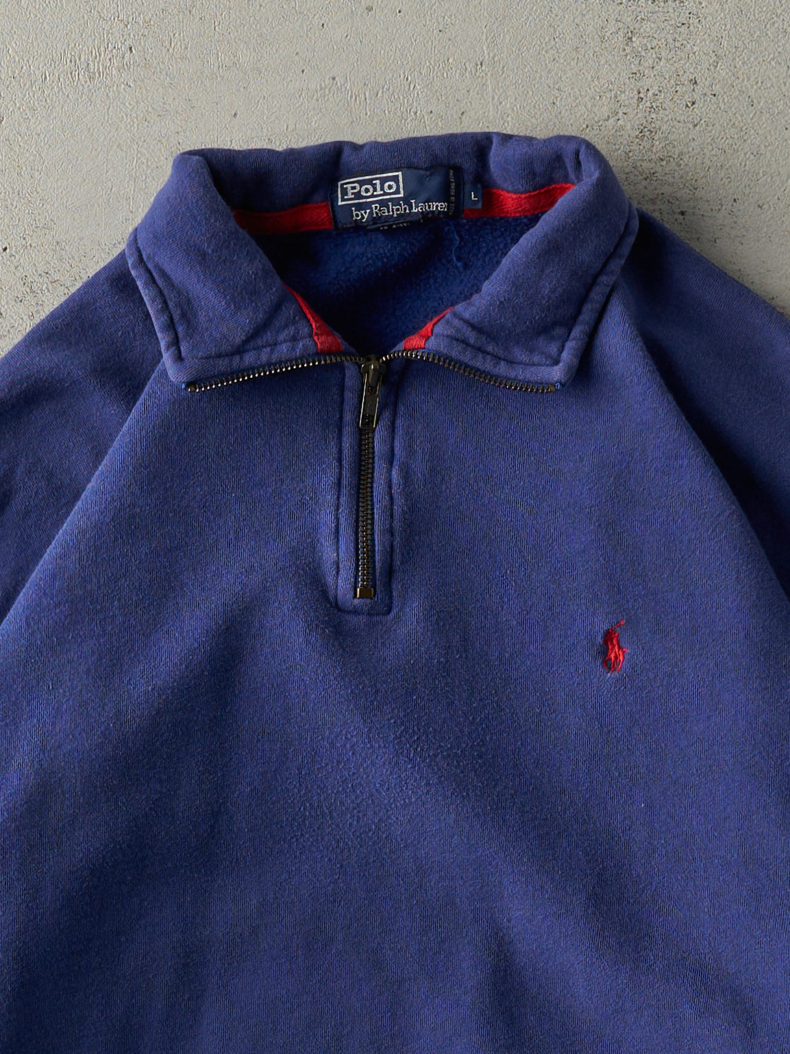 Vintage 90s Royal Blue Polo Ralph Lauren Quarter Zip Sweater (L)