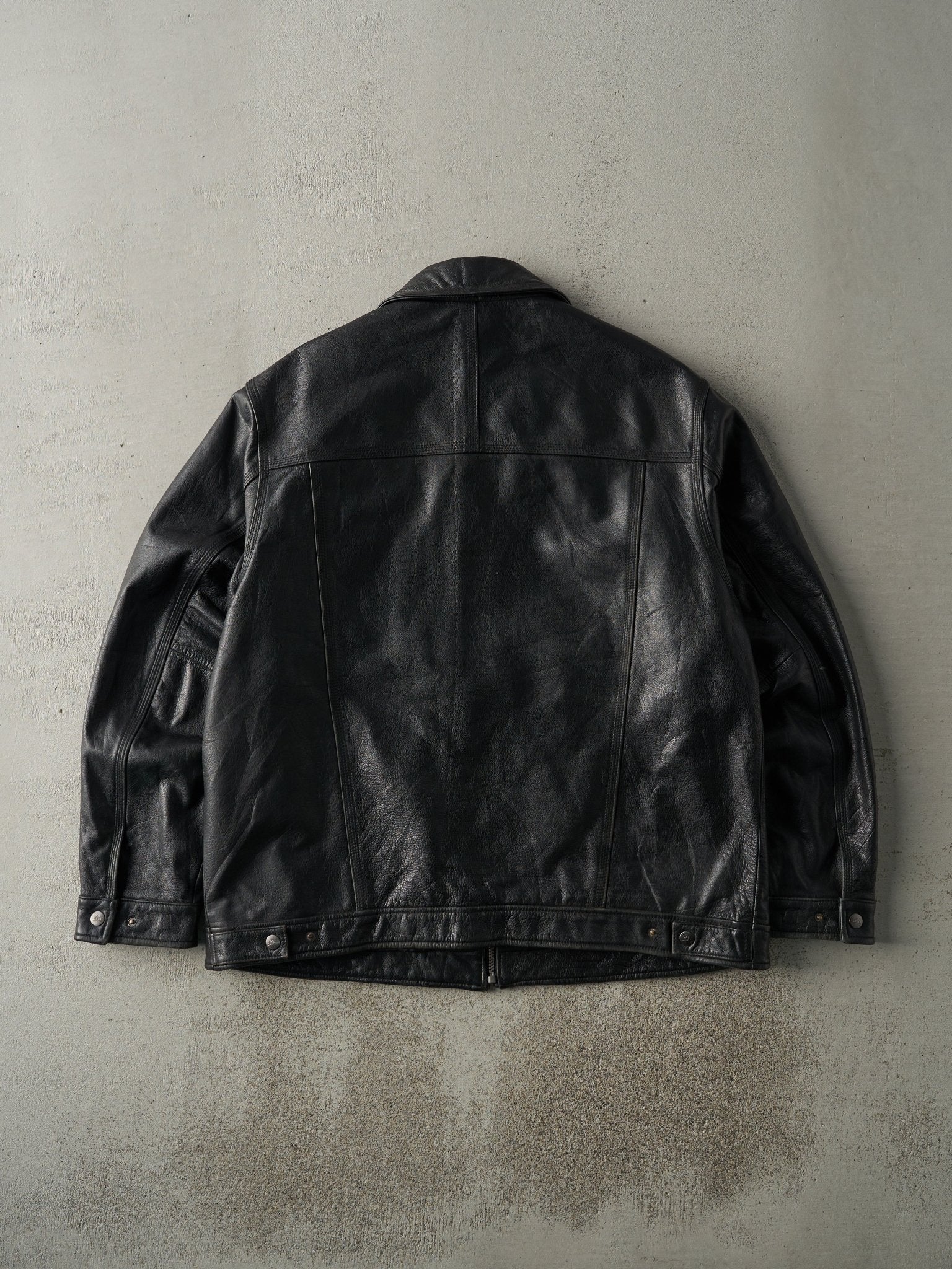 Vintage Y2K Black Stormtech Embroidered Logo Leather Jacket (XL)