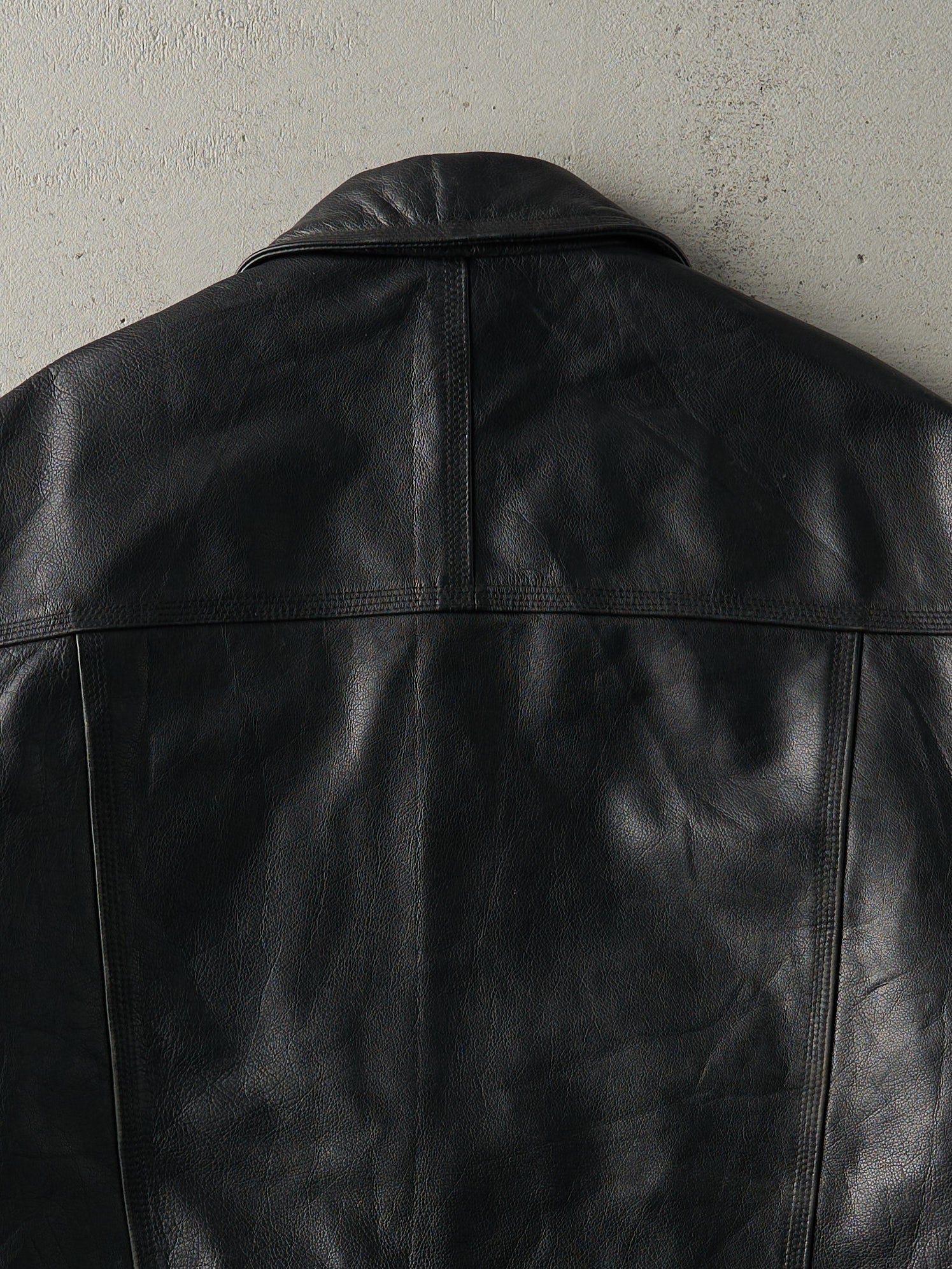 Vintage Y2K Black Stormtech Embroidered Logo Leather Jacket (XL)