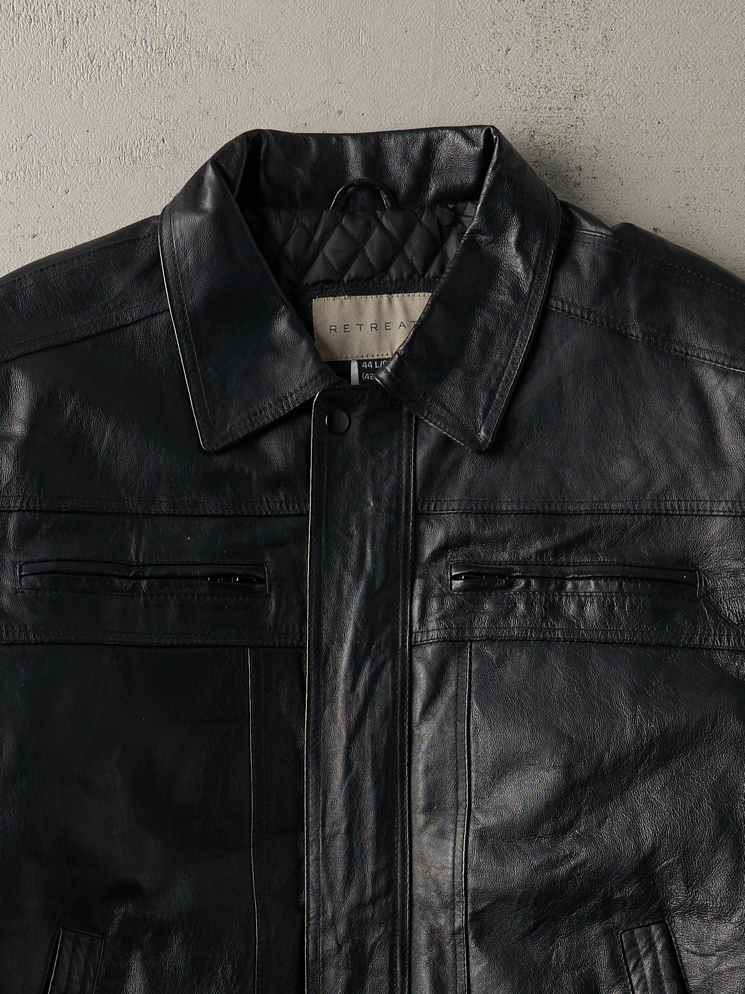 Vintage Y2K Black Retreat Leather Jacket (M/L)