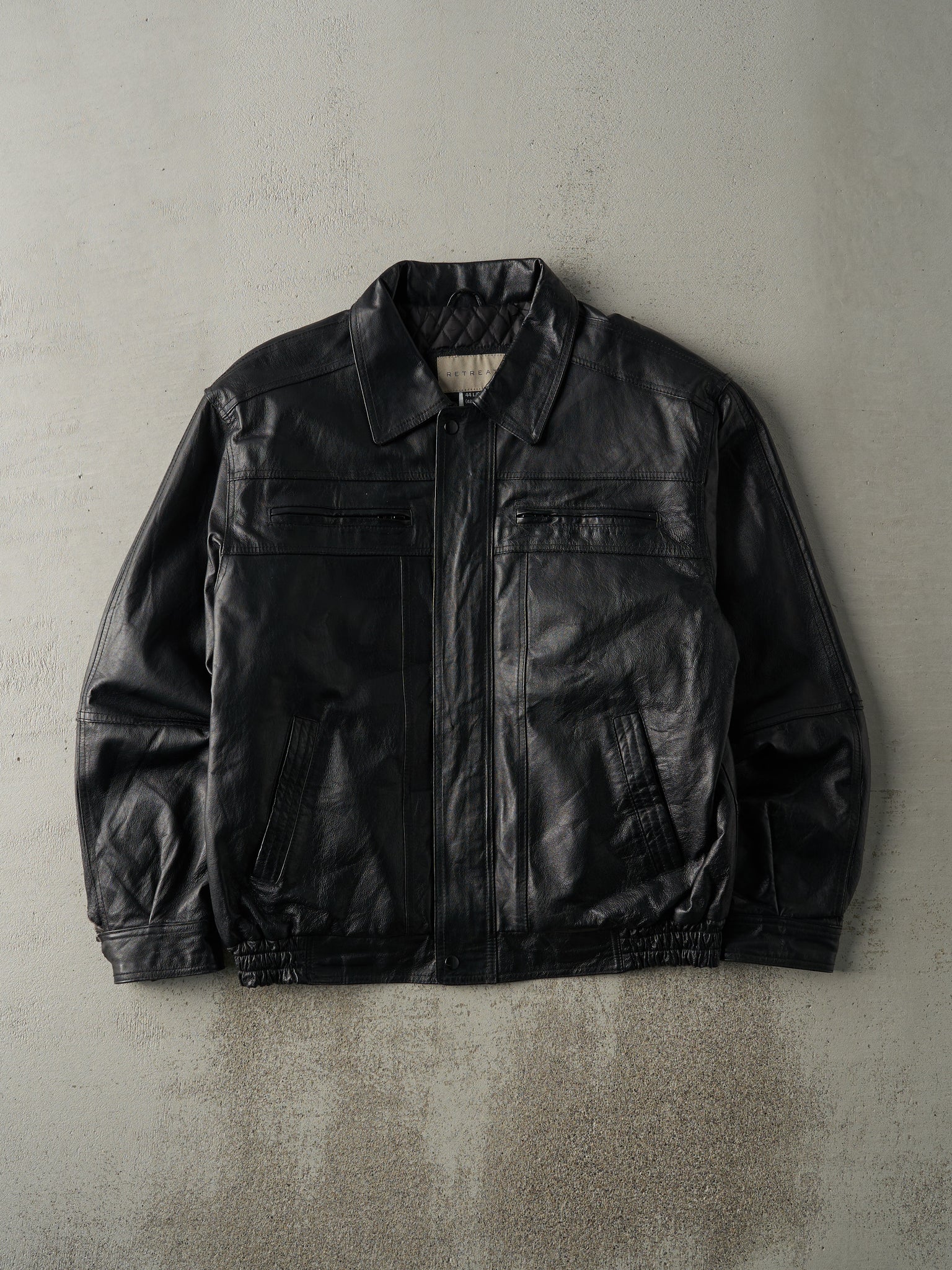 Vintage Y2K Black Retreat Leather Jacket (M/L)
