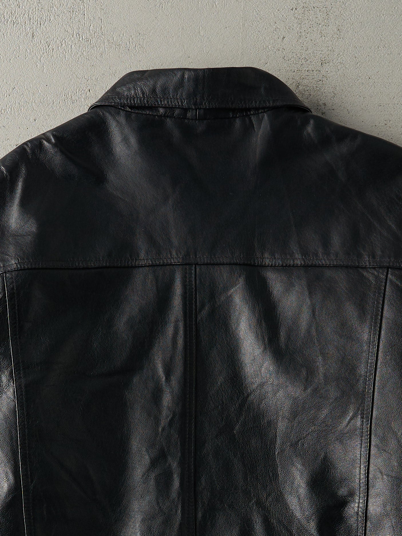 Vintage Y2K Black Retreat Leather Jacket (M/L)