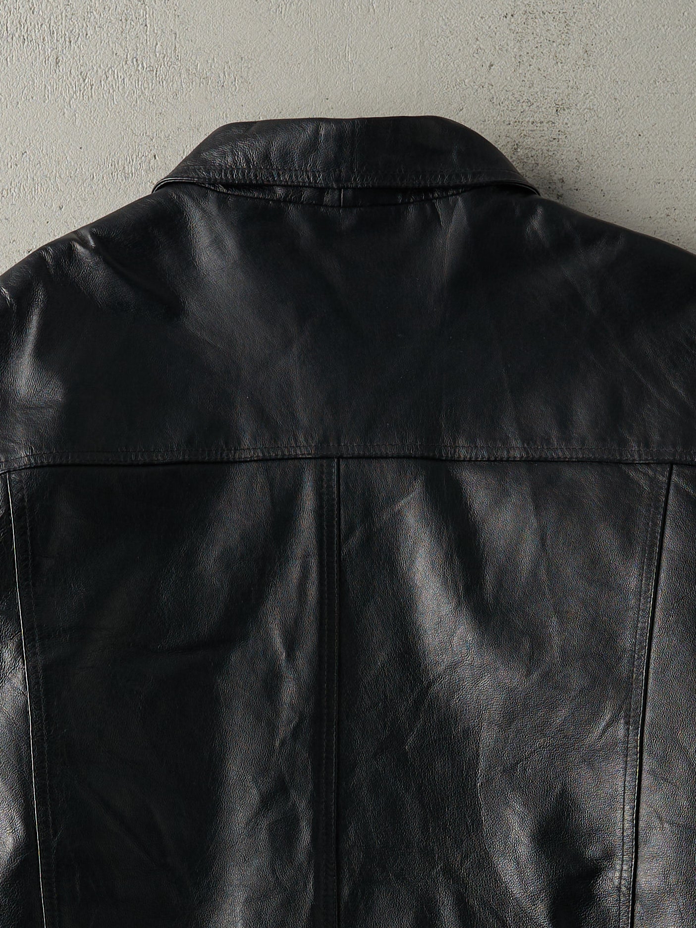 Vintage Y2K Black Retreat Leather Jacket (M/L)