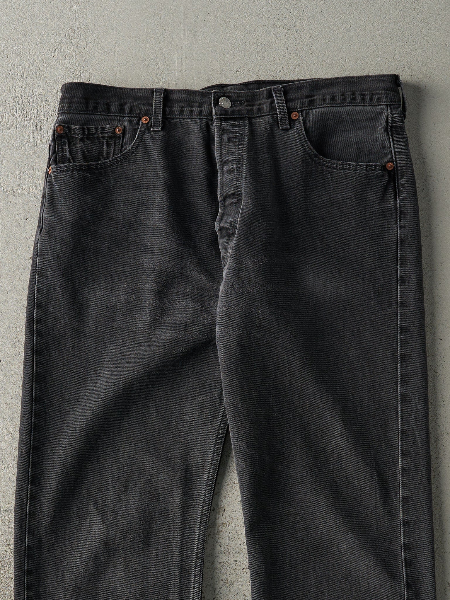 Vintage 90s Faded Black Levi's 501 Denim Pants (35.5x31)