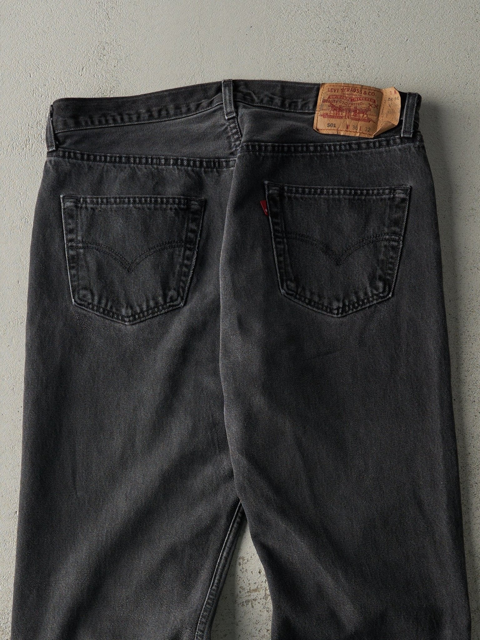 Vintage 90s Faded Black Levi's 501 Denim Pants (35.5x31)