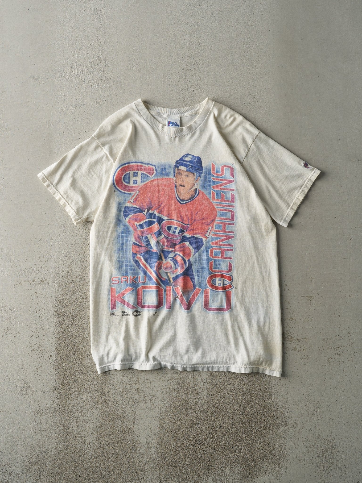 Vintage Y2K White Montreal Canadians Saku Koivu Long Player Tee (M)