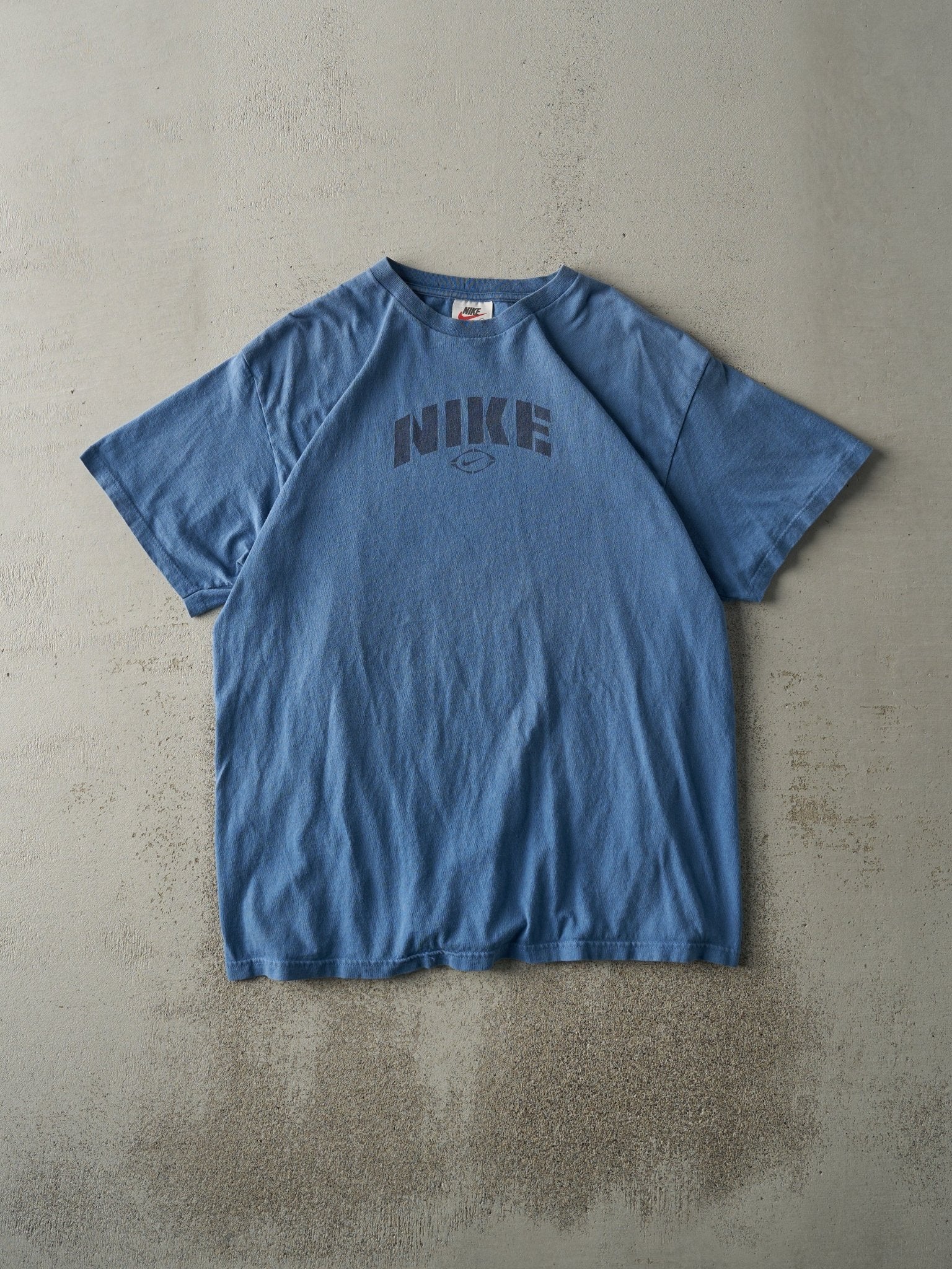 Vintage 90s Slate Blue Nike Logo Tee (M)