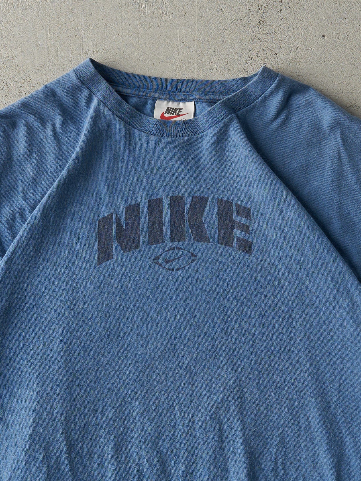 Vintage 90s Slate Blue Nike Logo Tee (M)