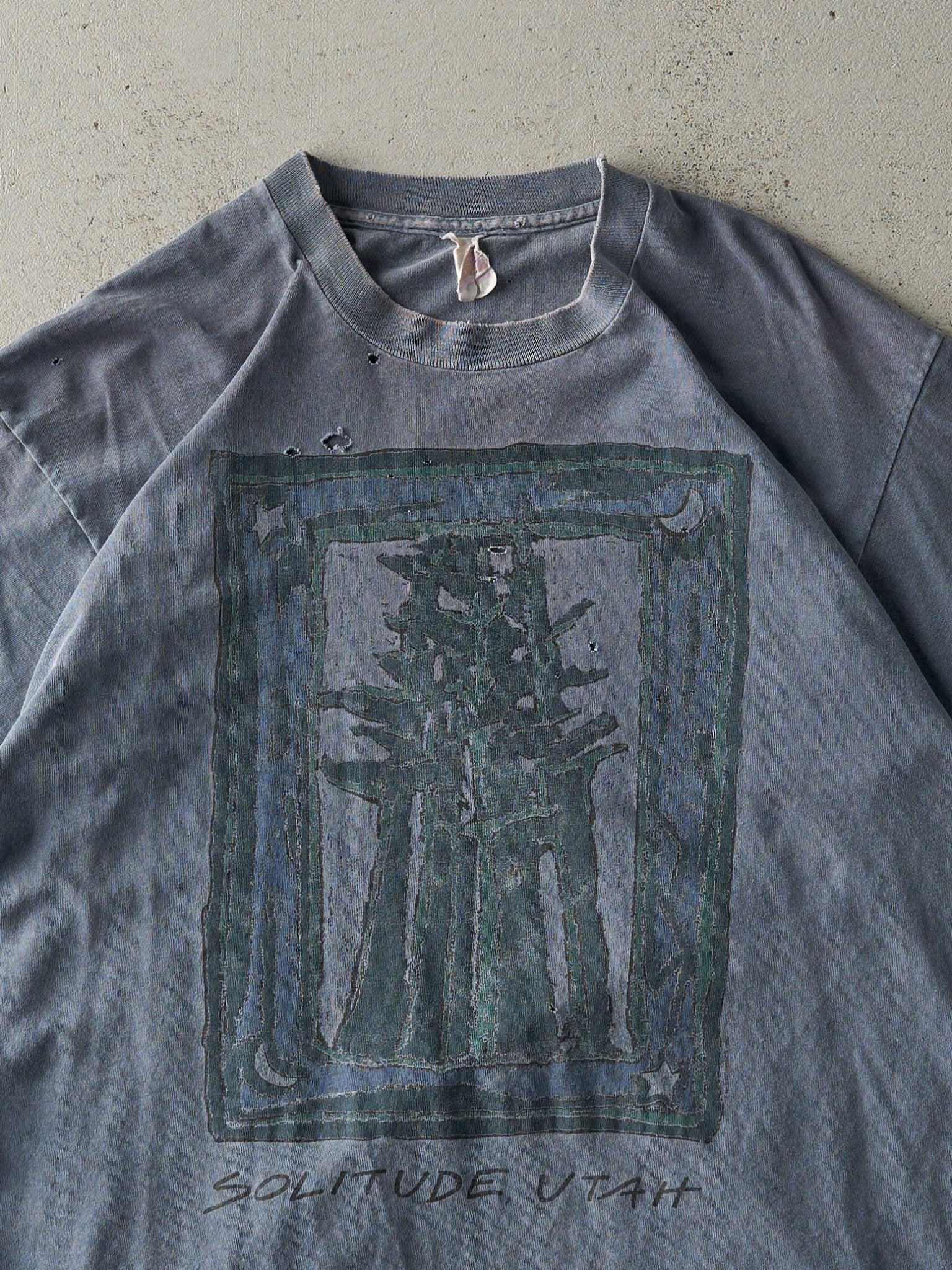 Vintage 90s Washed Navy Blue Solitude Utah Single Stitch Tee (M)