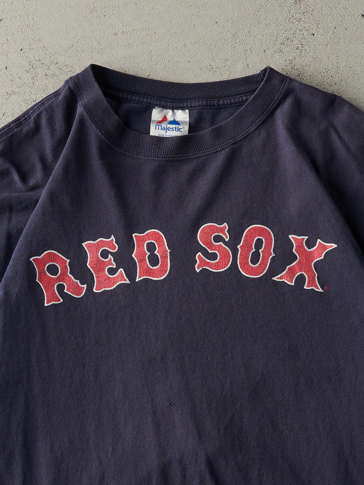 Vintage Y2K Navy Blue Boston Red Sox #33 Jason Varitek Player Tee (M/L)