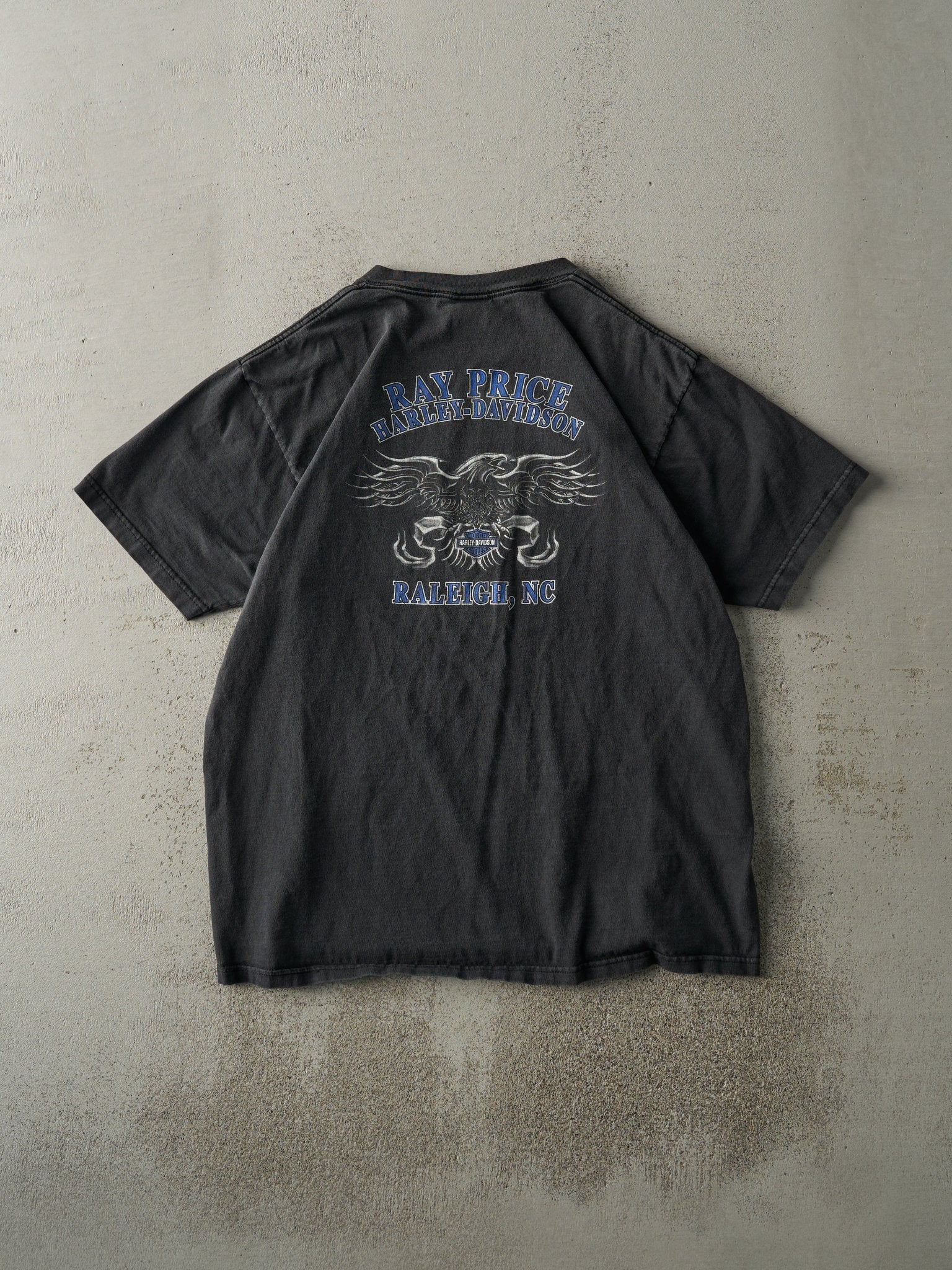 Vintage Y2K Faded Black Raleigh North Carolina Harley Davidson Tee (M/L)
