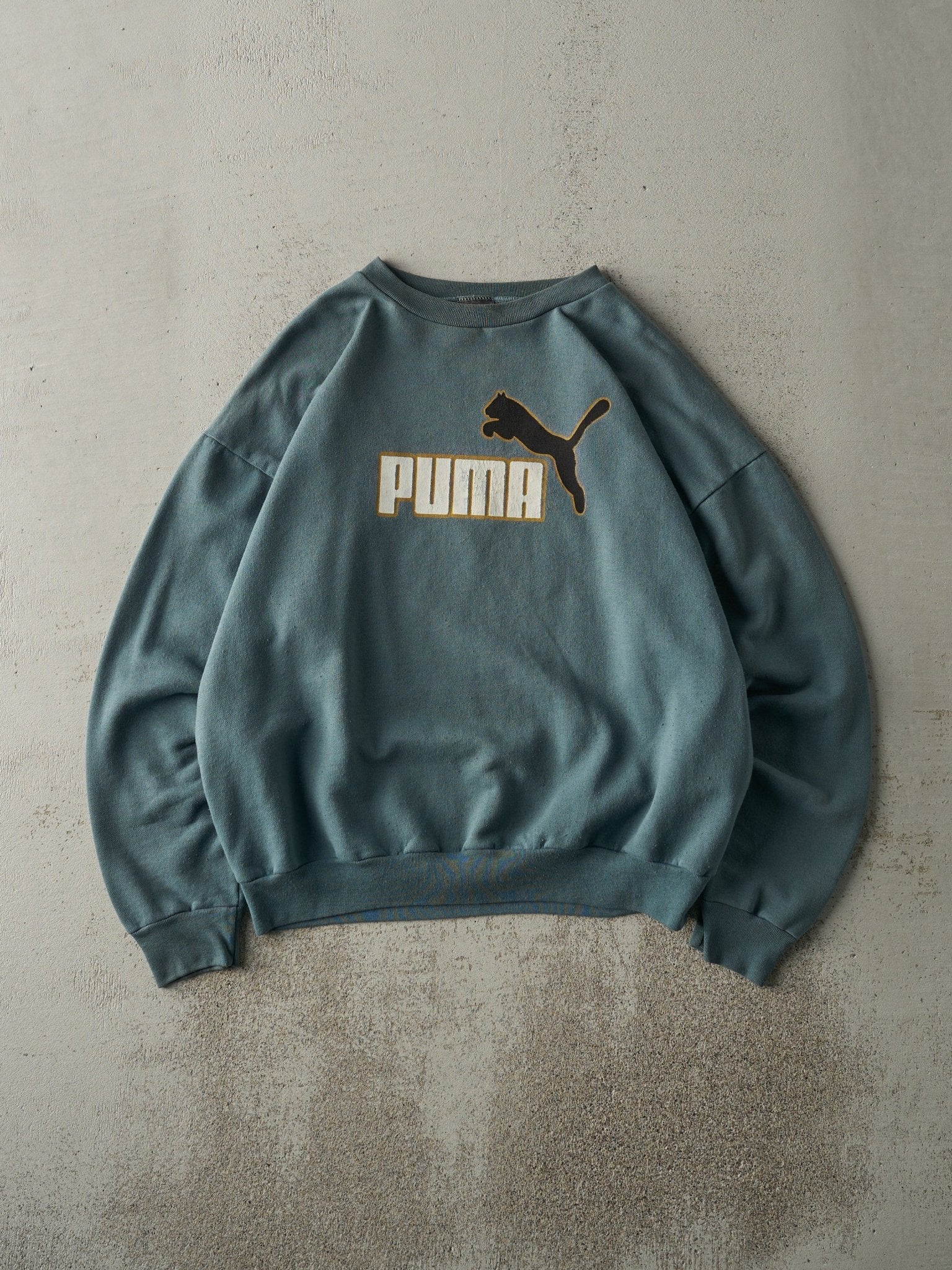 Vintage 90s Green Puma Logo Boxy Crewneck (L)