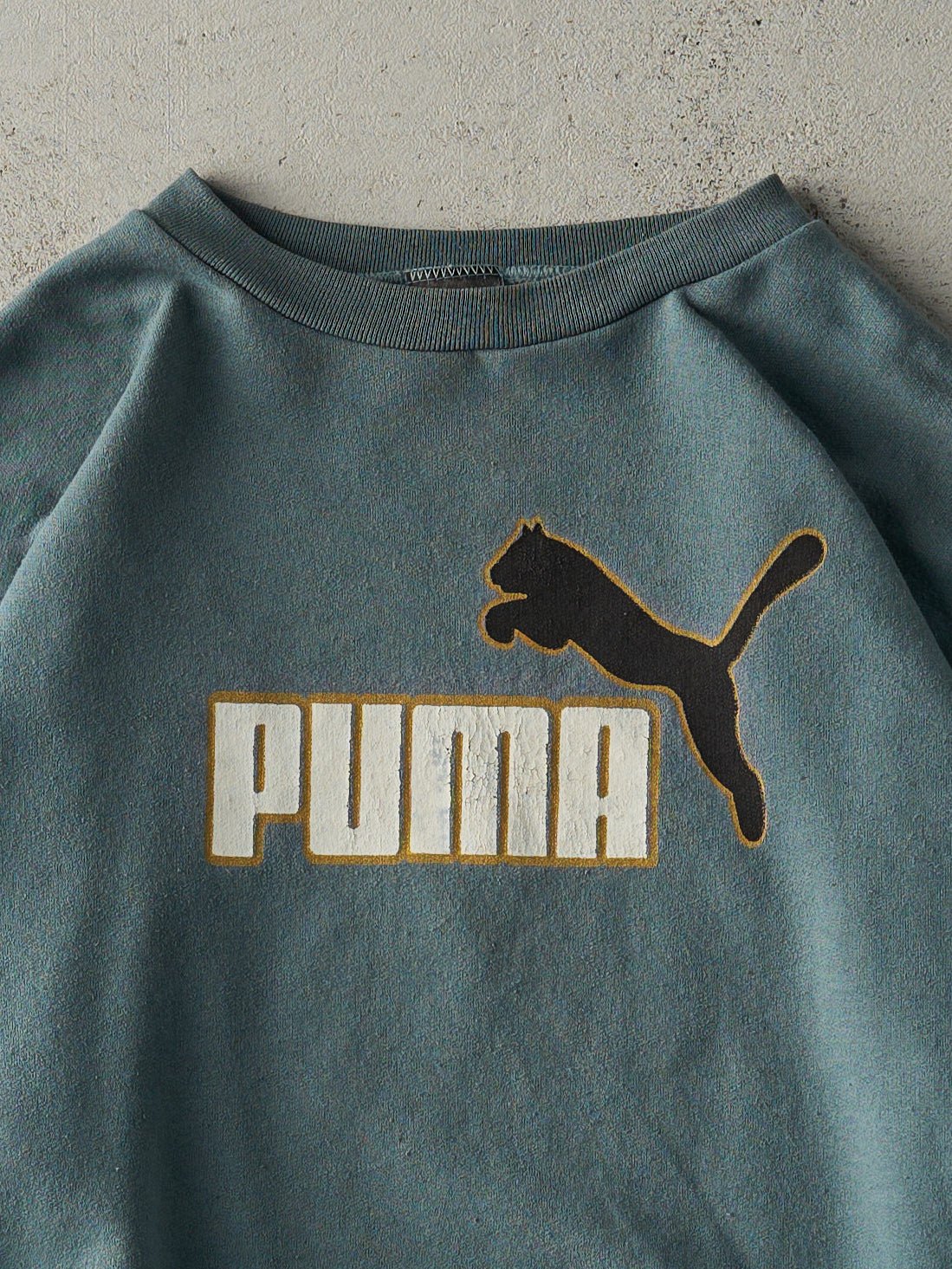 Vintage 90s Green Puma Logo Boxy Crewneck (L)