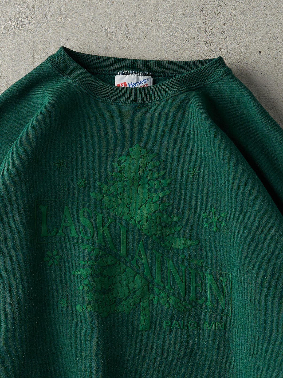 Vintage 90s Forest Green Laskiainen Palo Minnesota Boxy Crewneck (XL)