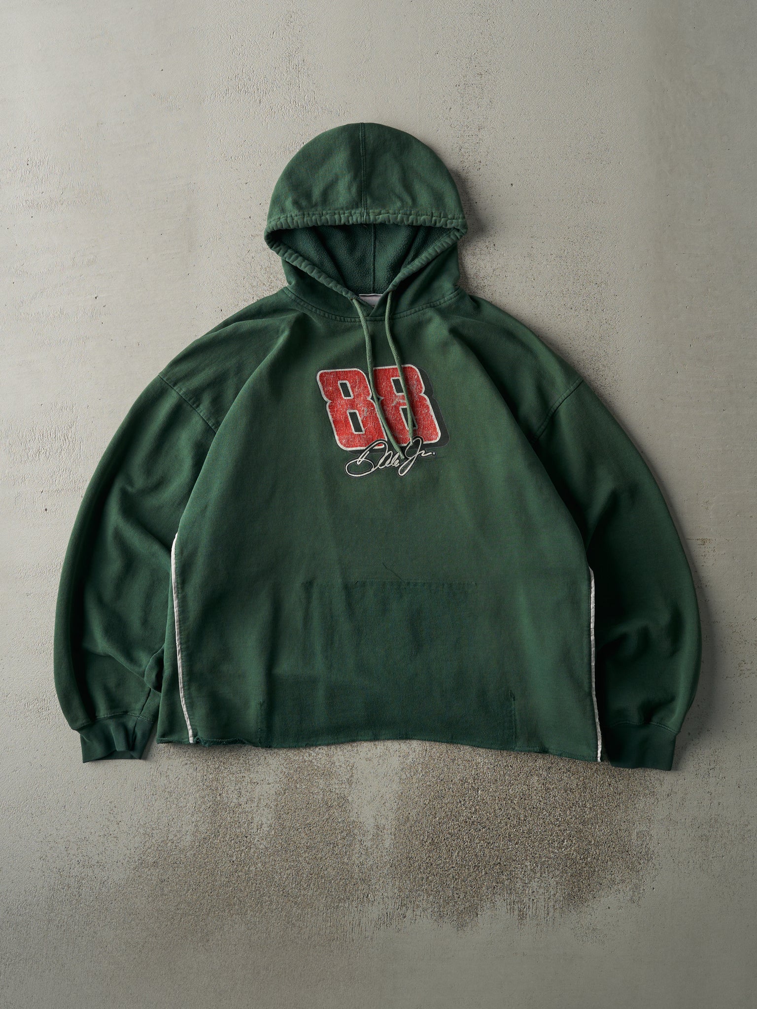 Vintage Y2K Forest Green Dale Earnhardt Jr. Nascar Racing Cropped Hoodie (L)