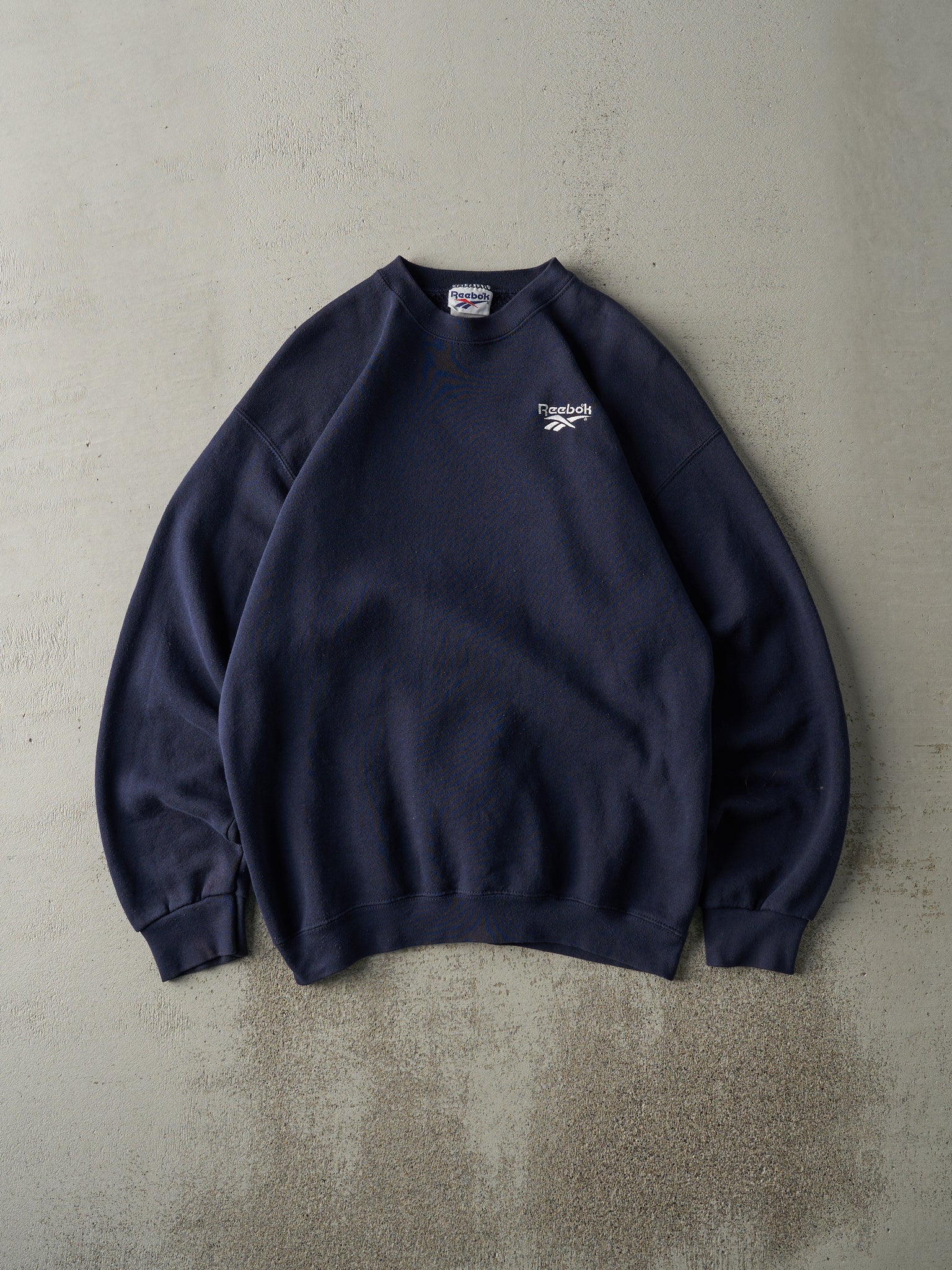 Vintage 90s Navy Blue Embroidered Reebok Logo Crewneck (M)