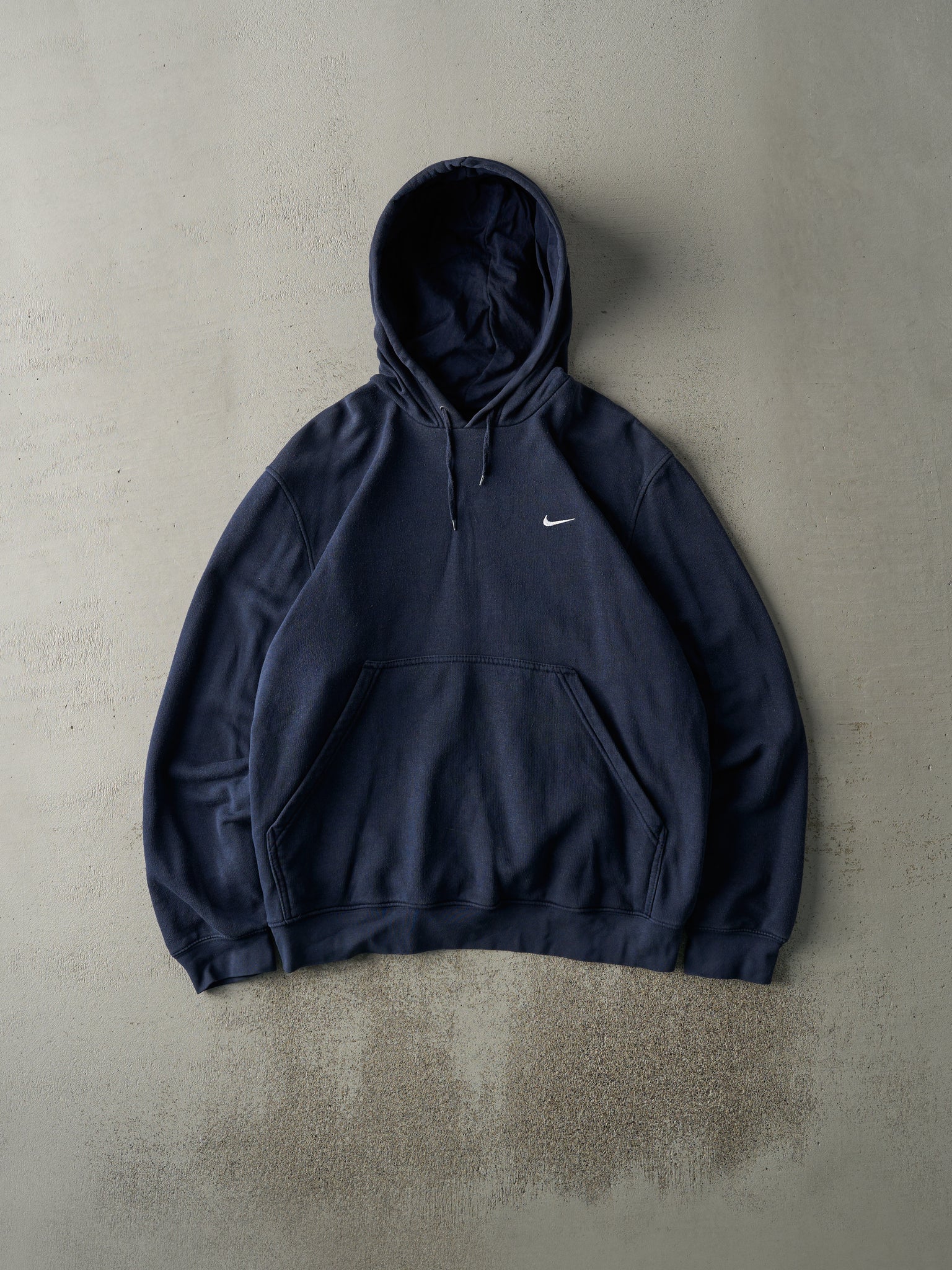 Vintage Y2K Navy Blue Embroidered Nike Swoosh Hoodie (L)