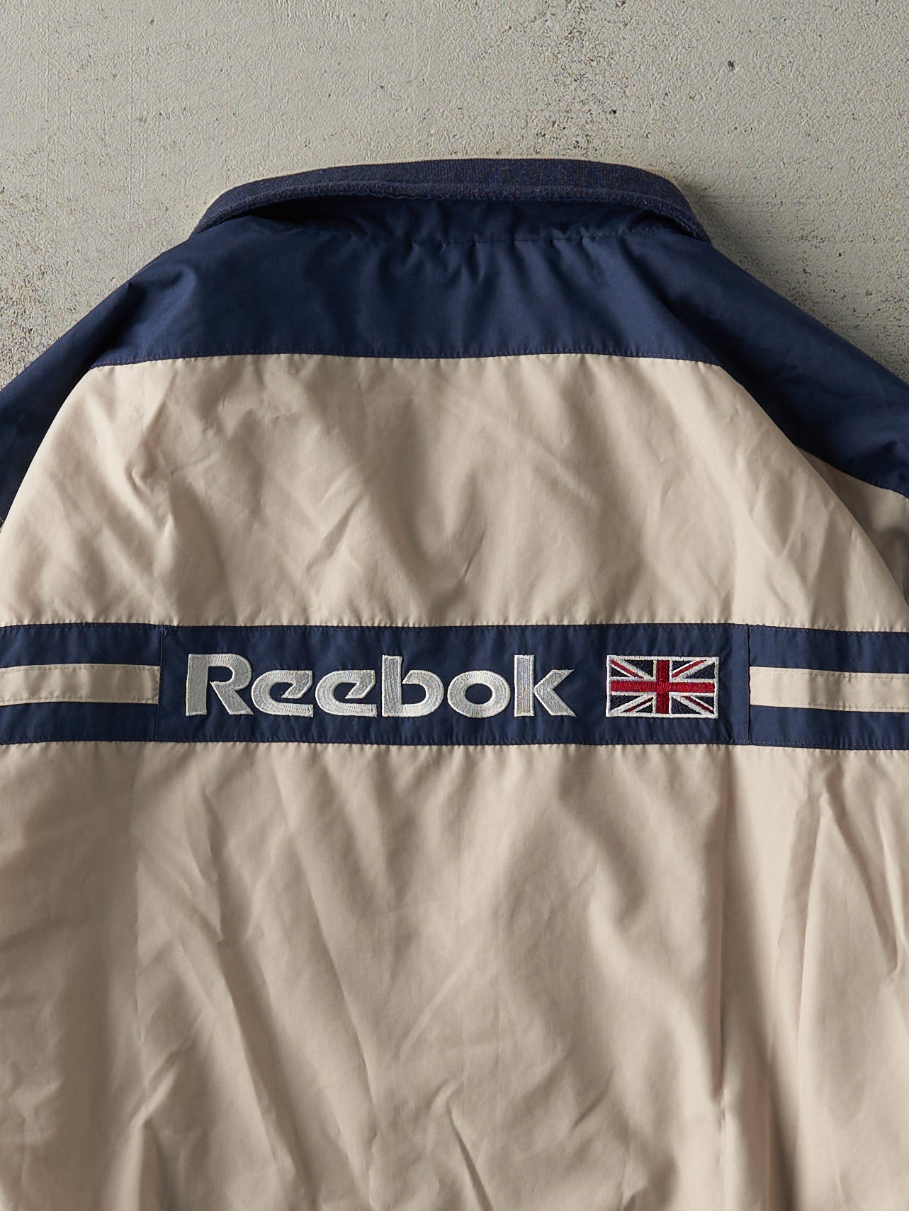 Vintage 90s Beige & Navy Reebok Windbreaker Jacket (M)