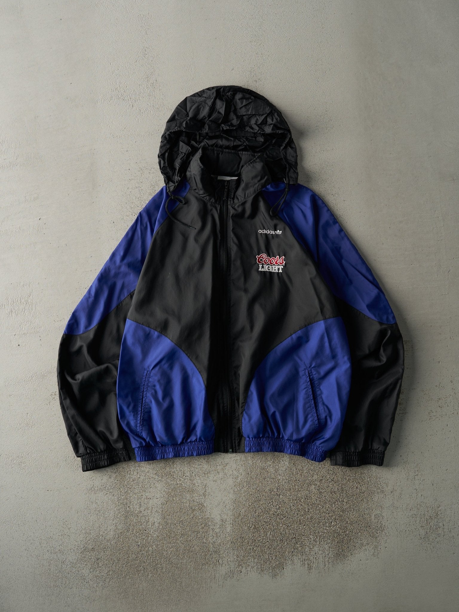 Vintage Y2K Blue & Black Adidas Coors Light Windbreaker Jacket (M)