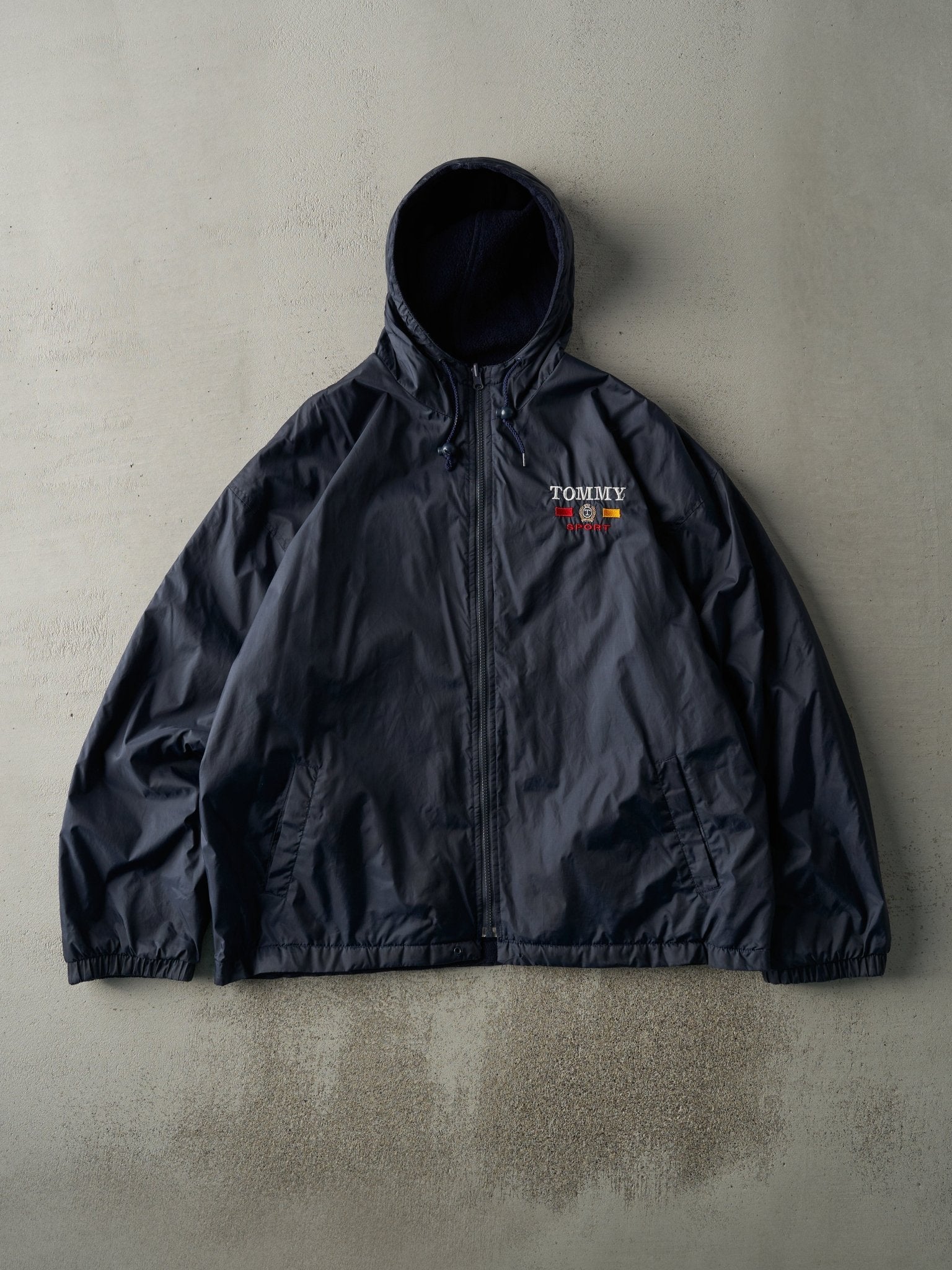 Vintage Y2K Navy Blue Tommy Sport Fleece Lined Reversible Jacket (XL)