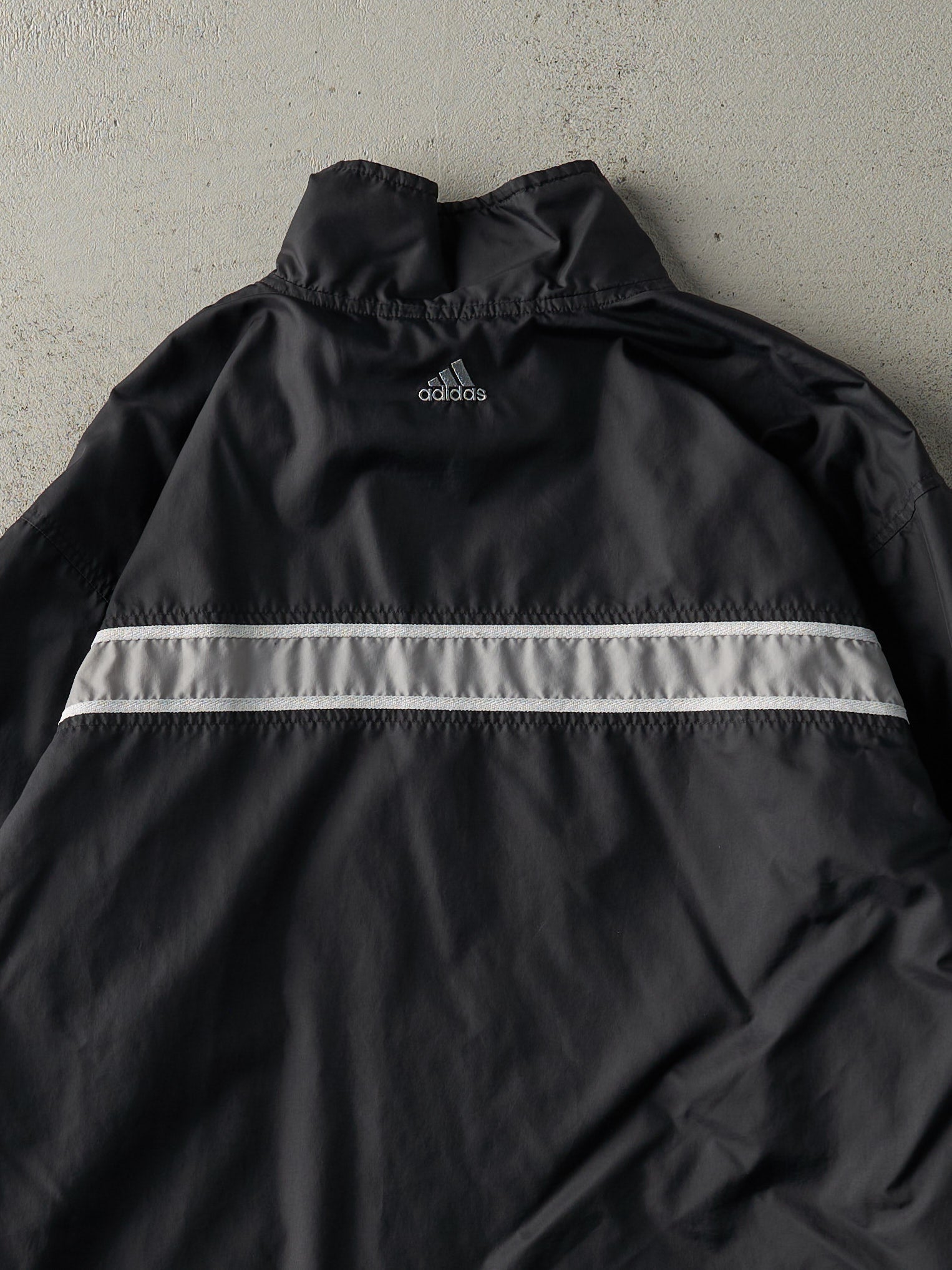 Vintage Y2K Black & Silver Reflective Adidas Windbreaker Jacket (S/M)