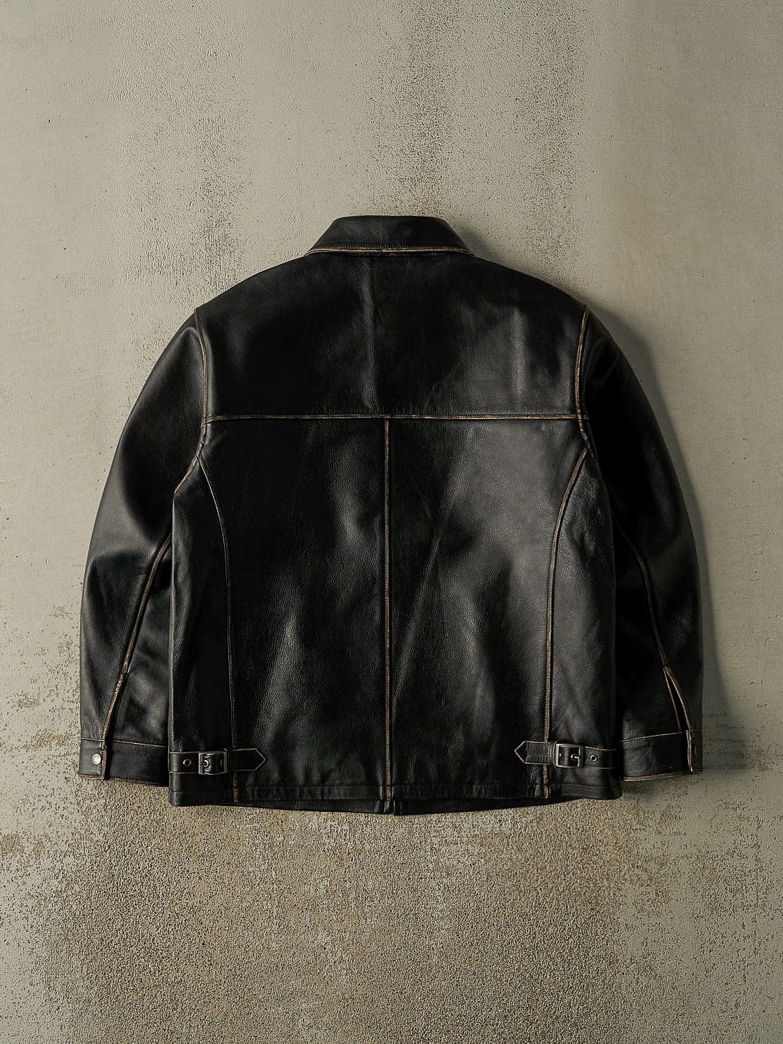 The 90s Cut Leather Jacket - Solid Black