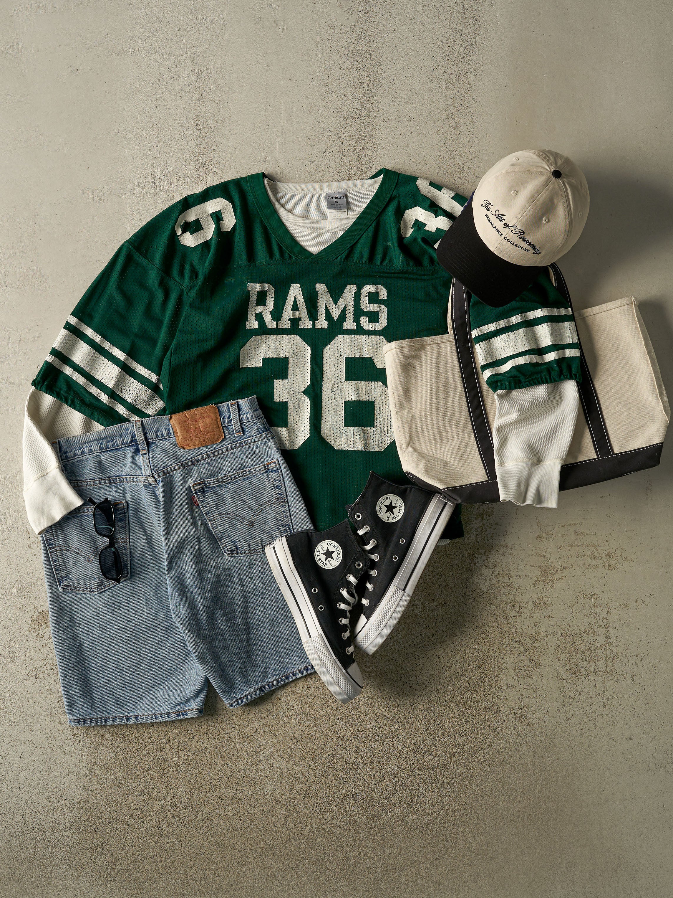 Vintage 80s Green Russell Athletic Rams #36 Jersey (S/M)