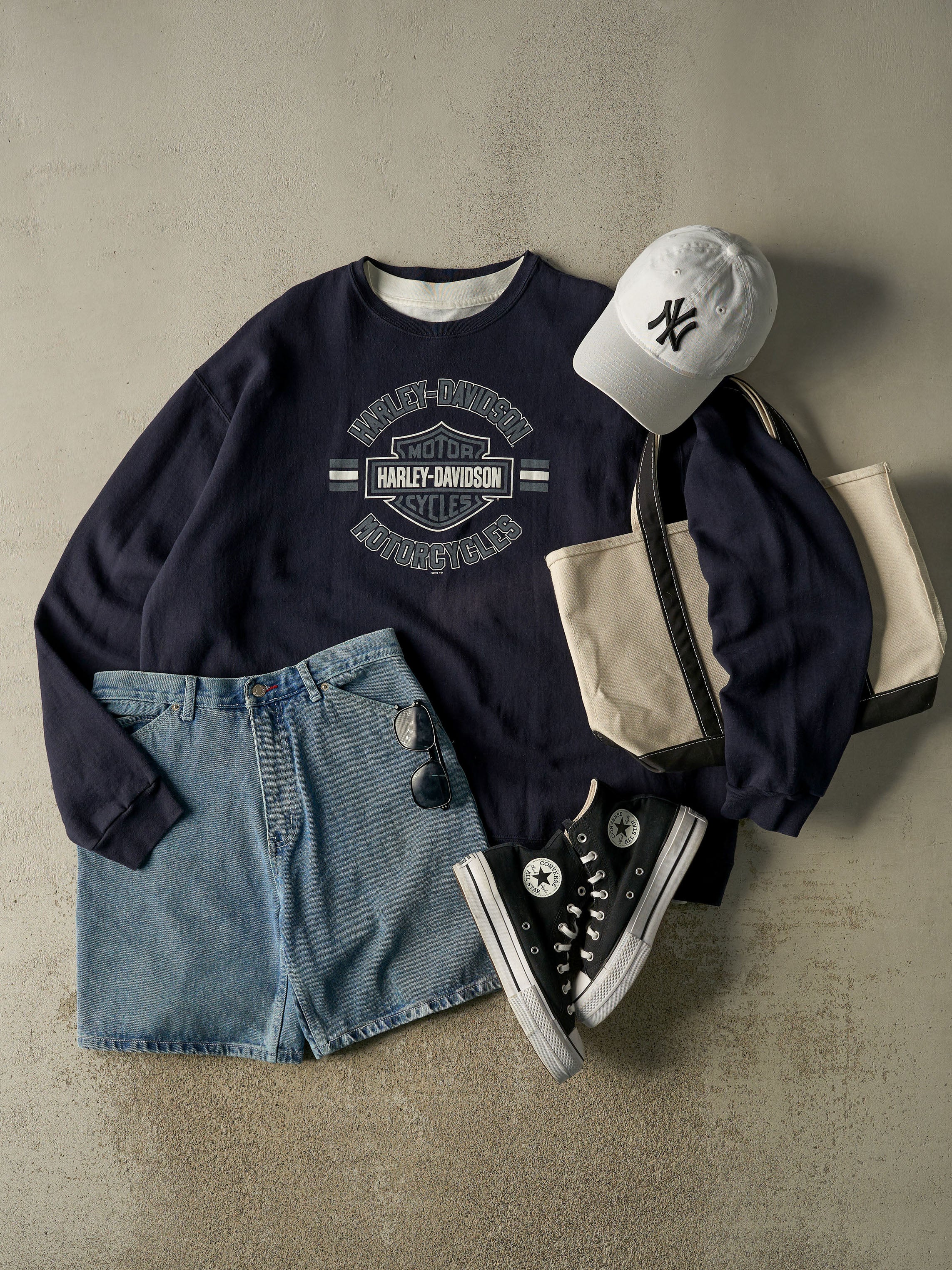 Vintage 13' Navy Blue Harley Davidson Crewneck (XXL/XXXL)